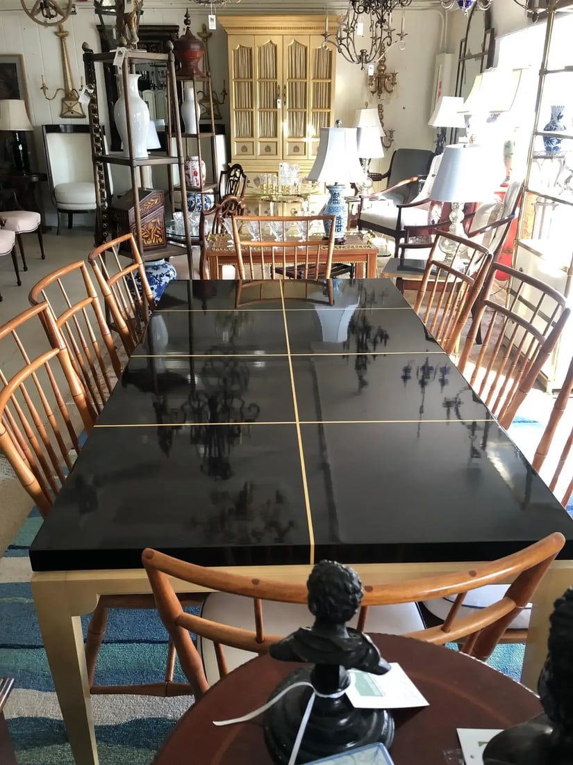 Parzinger # 161 Mid-Century Modern Laquered Mahogany & Maple Dining Table - 10
