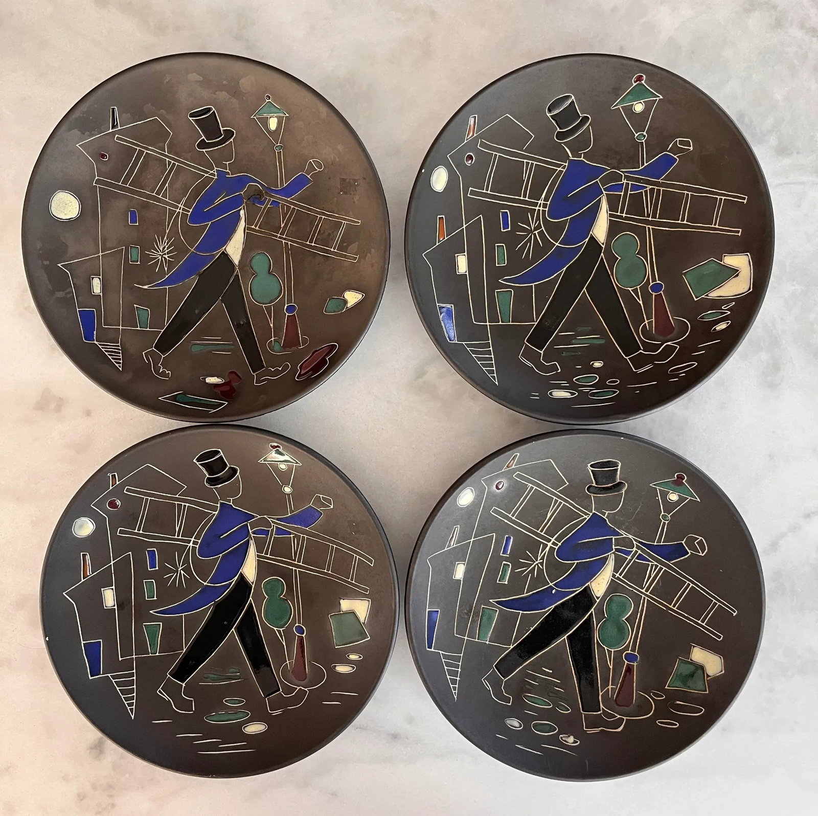 Set of 8 Mid Century Norwegian Pottery Plates by Arnold Wiigs Fabrikker - 6