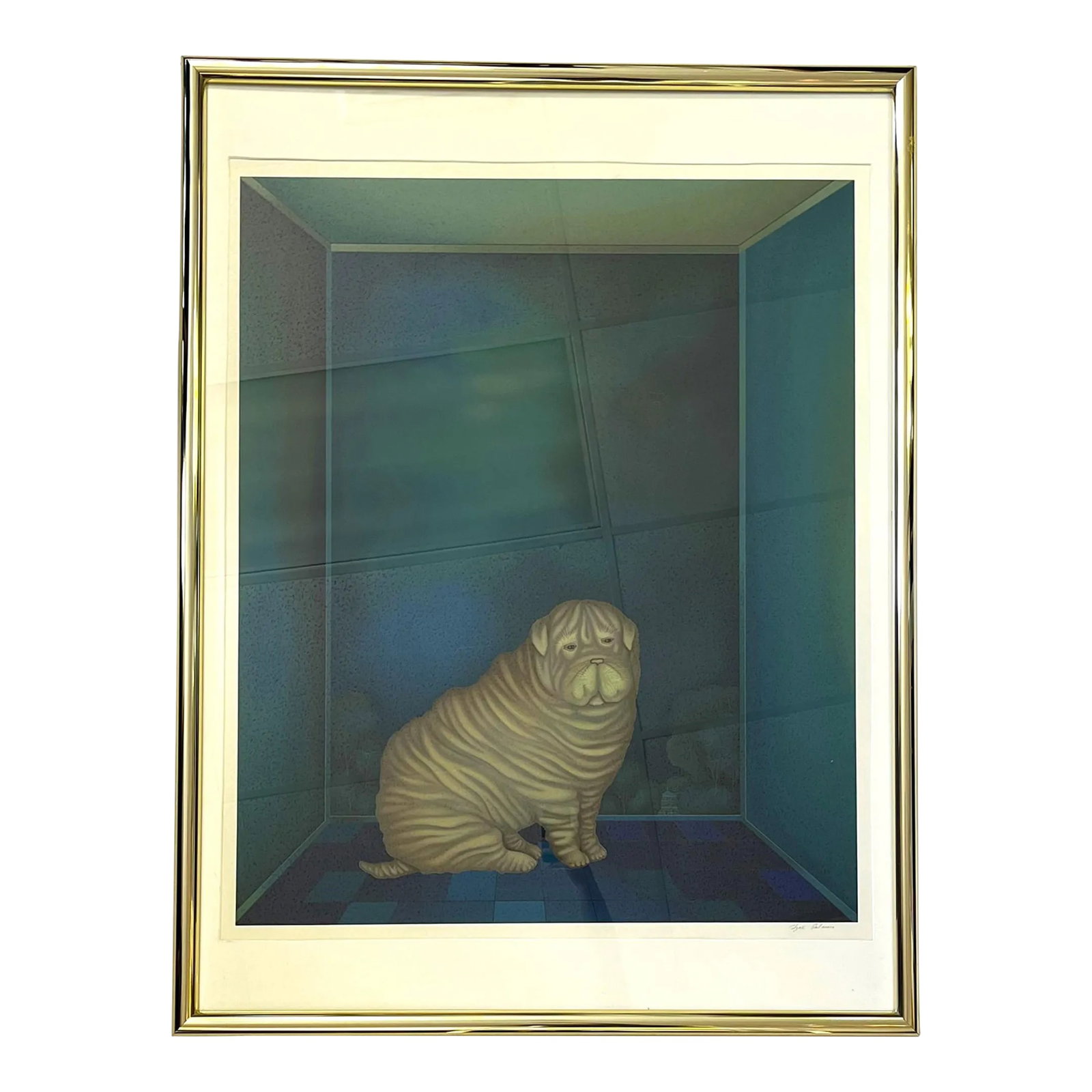 Vintage Igor Galanin Signed Modernist Serigraph Print, Titled 'Shar Pei' Circa 1985: Highly collectible Igor Galanin (Russian,1937-Present) signed serigraph print. The piece is titled 'Shar Pei' and was completed in 1985. The artist hand signed the print in pencil in the lower right c