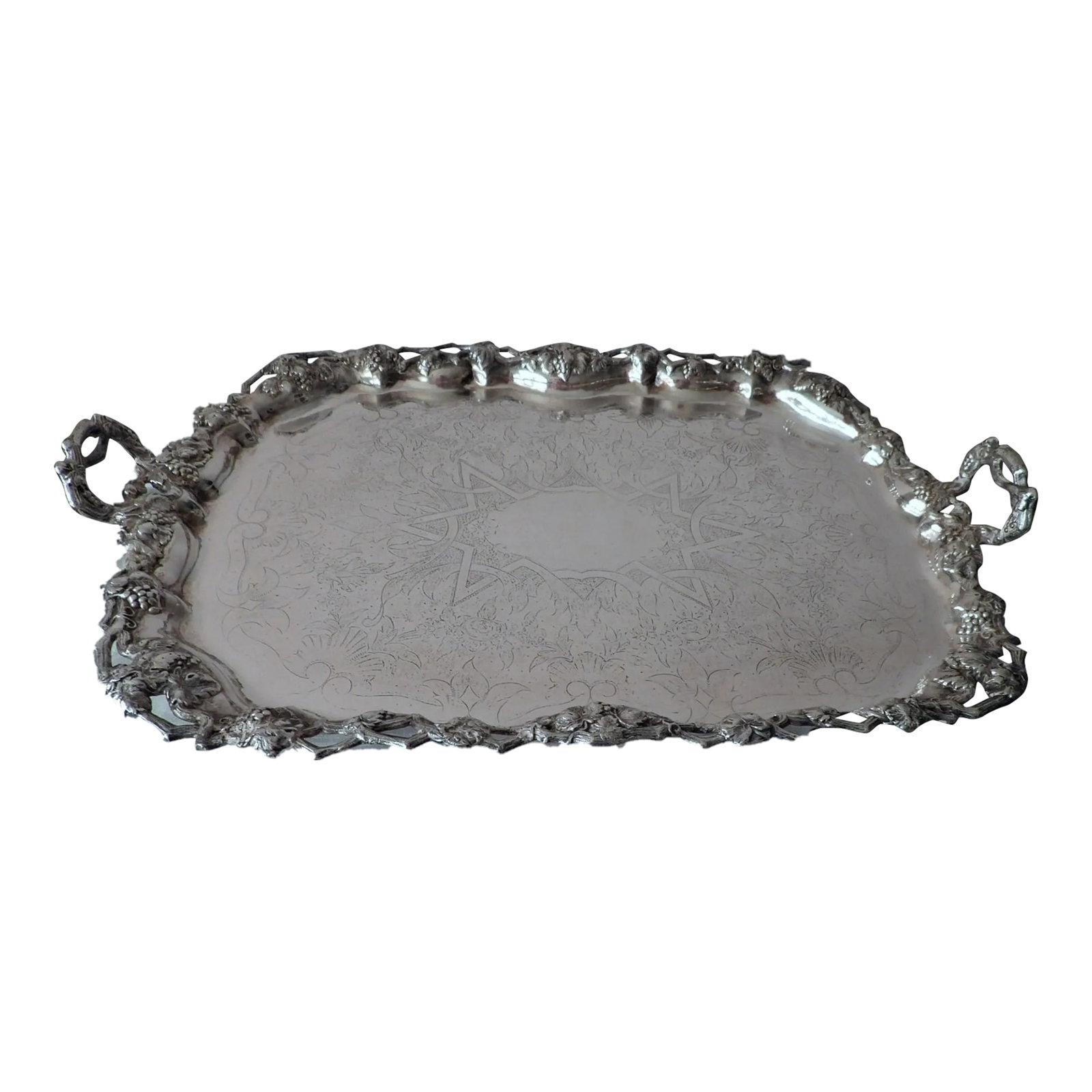 Late 19th Century Antique French Silverplate Charcuterie Cocktail Wedding Tea Service Serving Tray w (1 of 10)