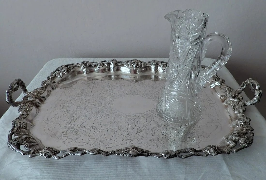 Late 19th Century Antique French Silverplate Charcuterie Cocktail Wedding Tea Service Serving Tray w - 8