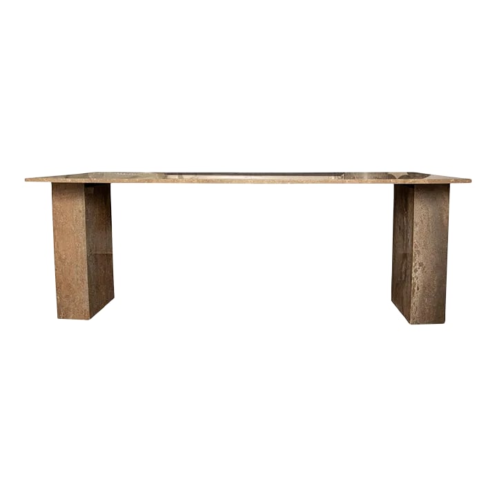 1990s Italian Modern Travertine Center Table or Desk Designed by Angelo Mangiarotti (1 of 10)