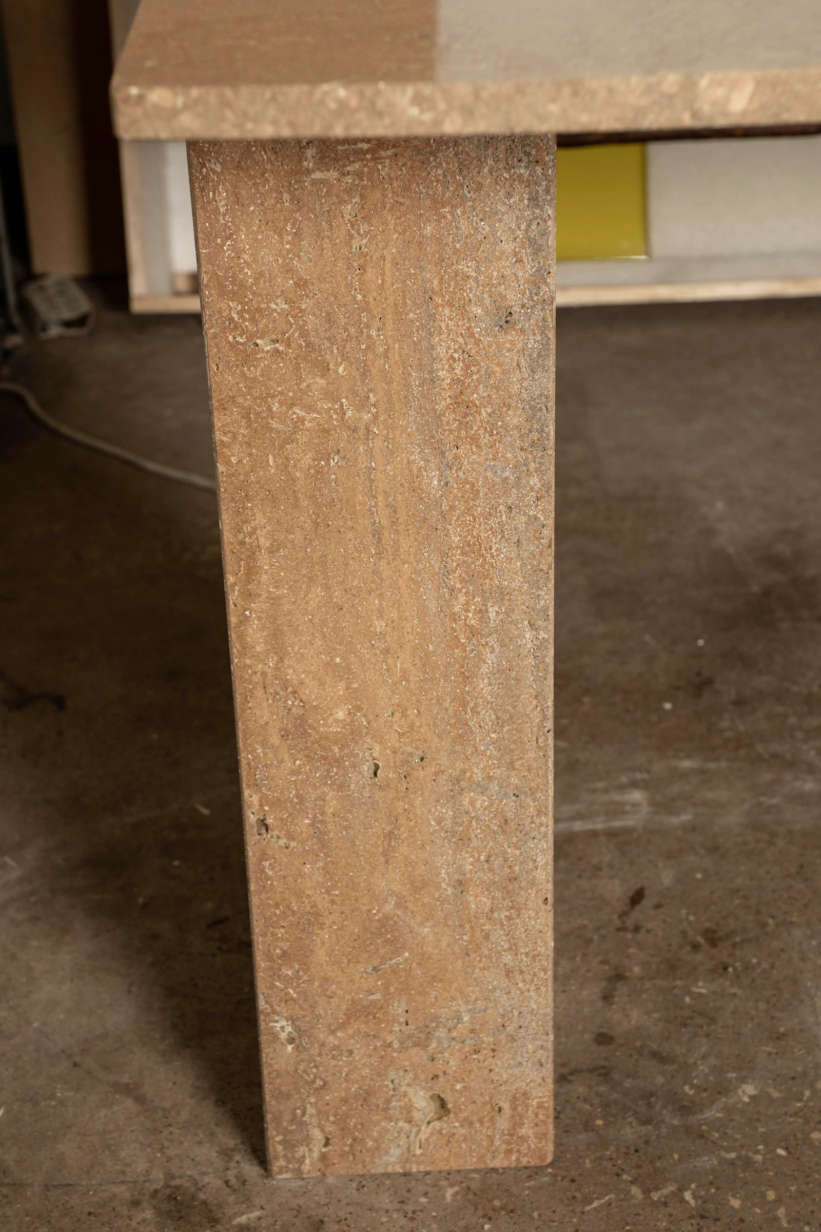 1990s Italian Modern Travertine Center Table or Desk Designed by Angelo Mangiarotti - 6