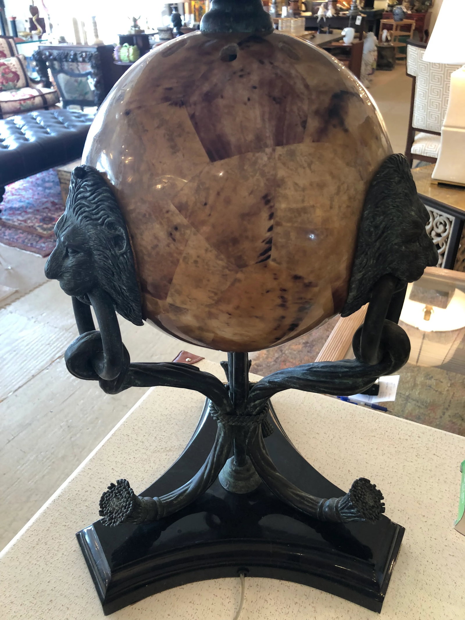 Maitland Smith Bronze Table Lamps With Illuminated Orbs- a Pair - 12