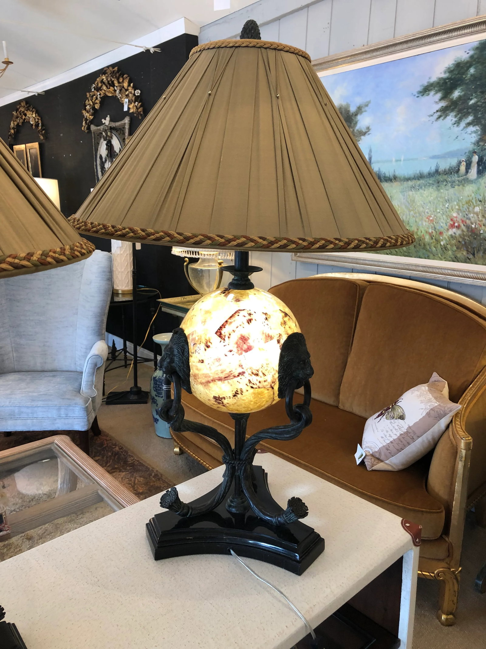 Maitland Smith Bronze Table Lamps With Illuminated Orbs- a Pair - 2