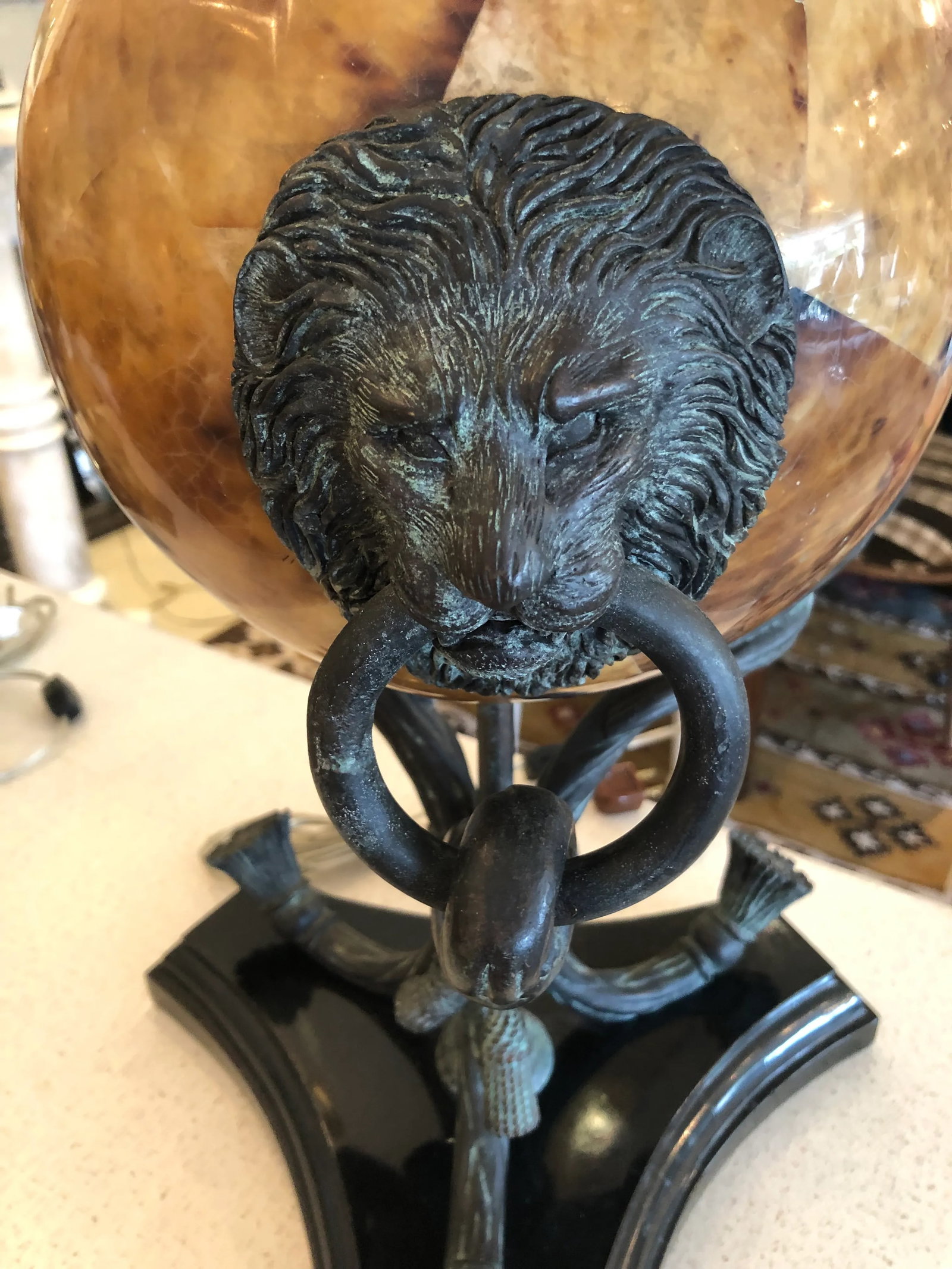 Maitland Smith Bronze Table Lamps With Illuminated Orbs- a Pair - 3