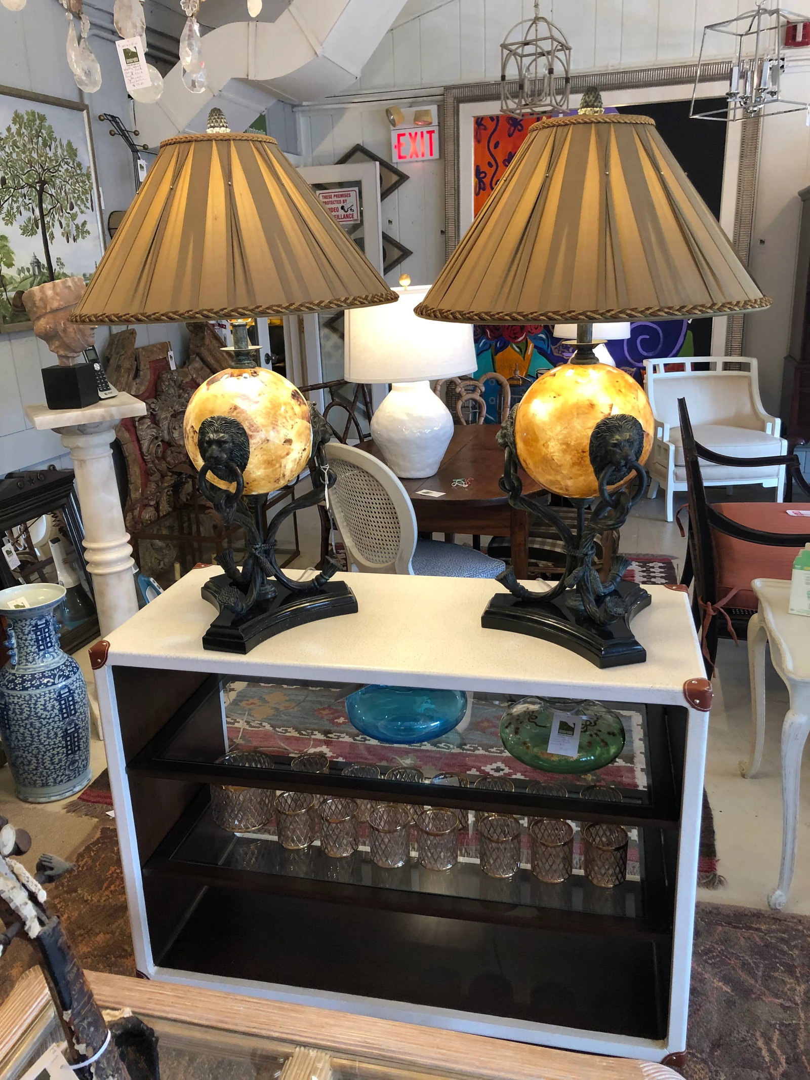 Maitland Smith Bronze Table Lamps With Illuminated Orbs- a Pair - 5