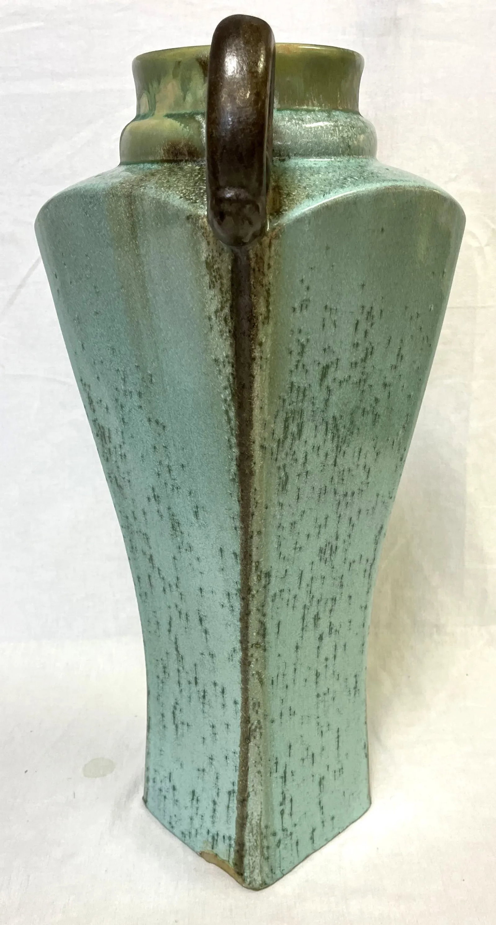 Monumental Ceramic Amphora Vase With Textured Dynamic Turquoise Glaze - 2