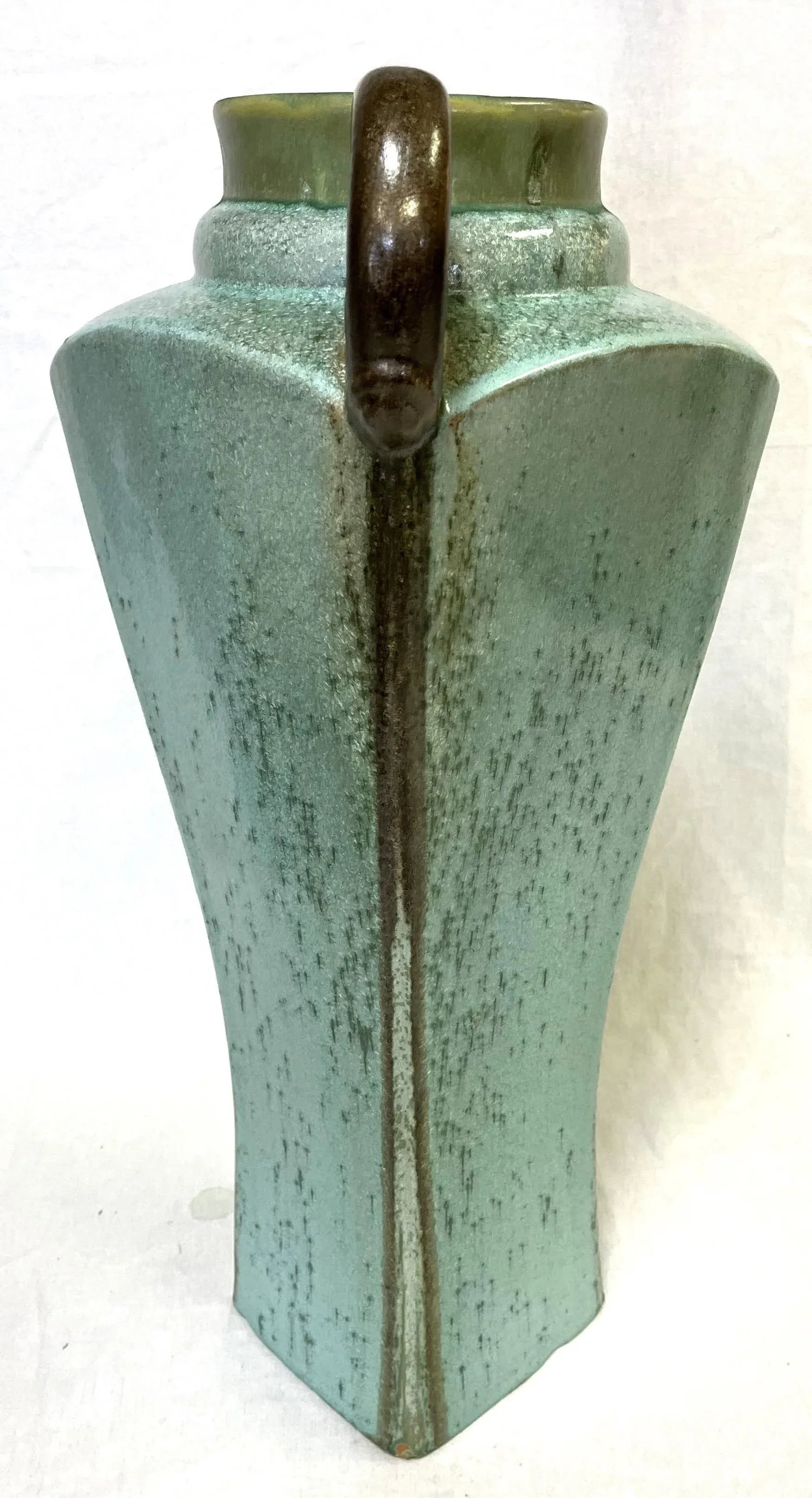 Monumental Ceramic Amphora Vase With Textured Dynamic Turquoise Glaze - 6