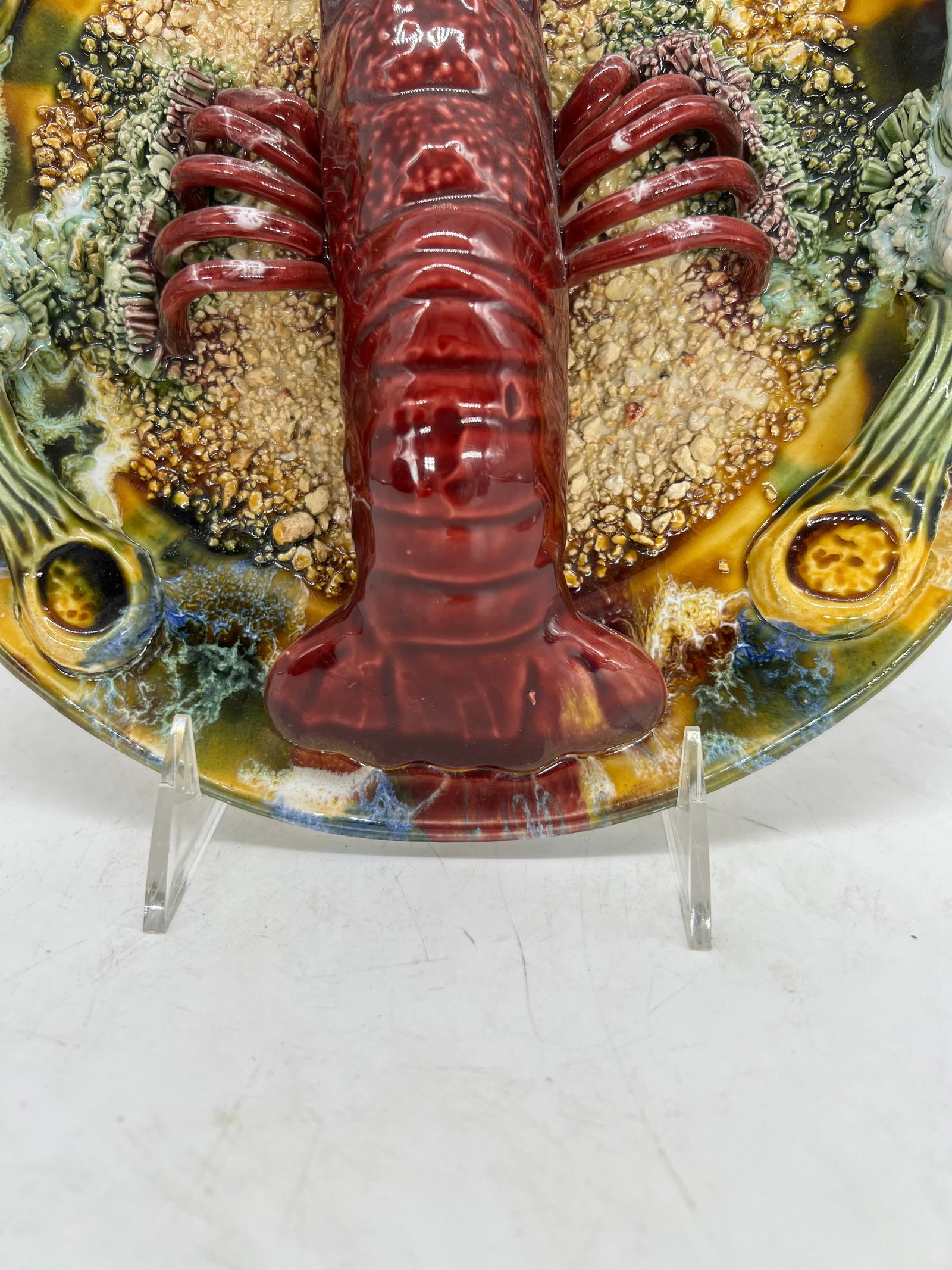 Vintage Palissy Majolica Lobster Plate 10" - 2