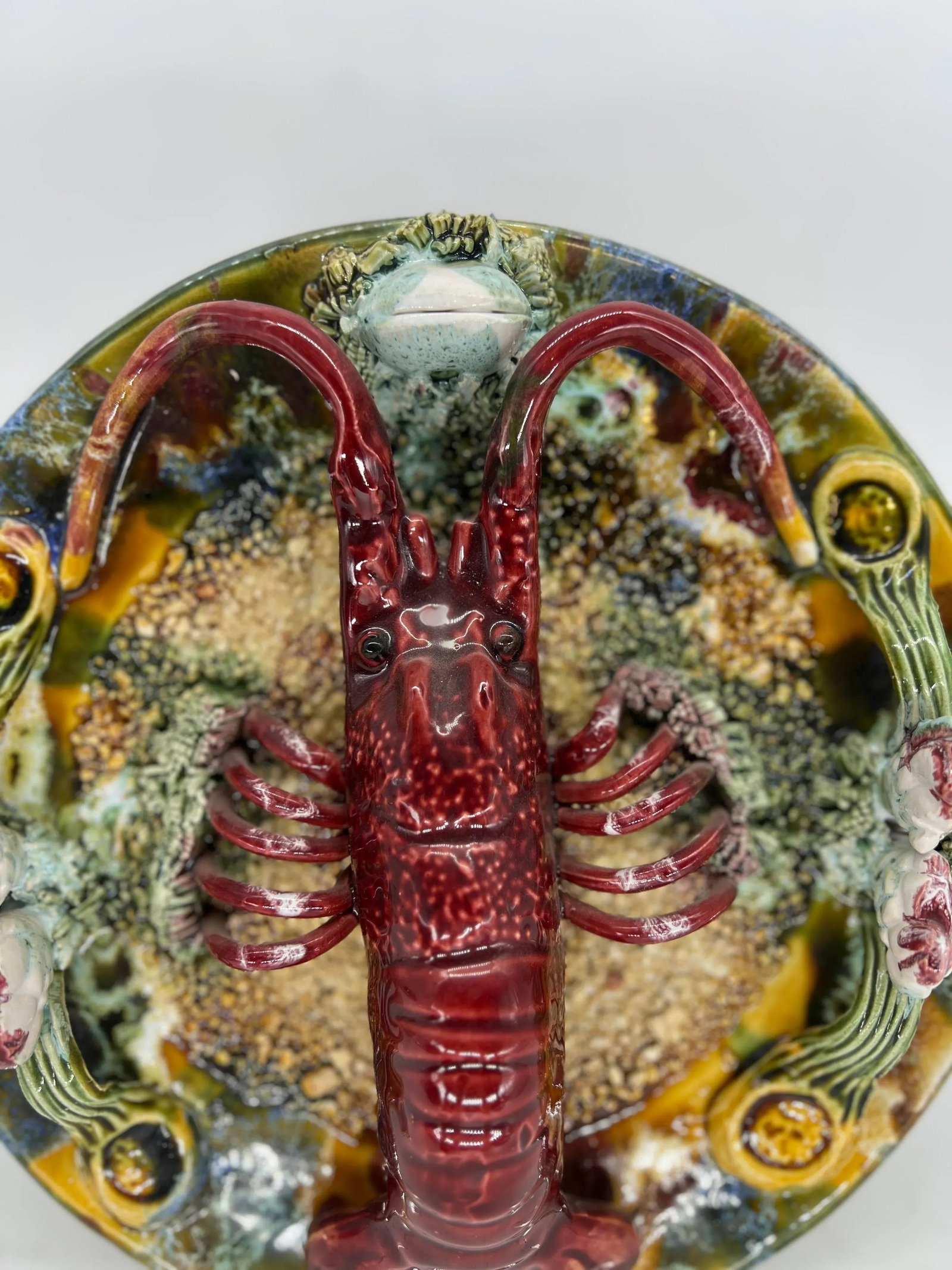 Vintage Palissy Majolica Lobster Plate 10" - 3