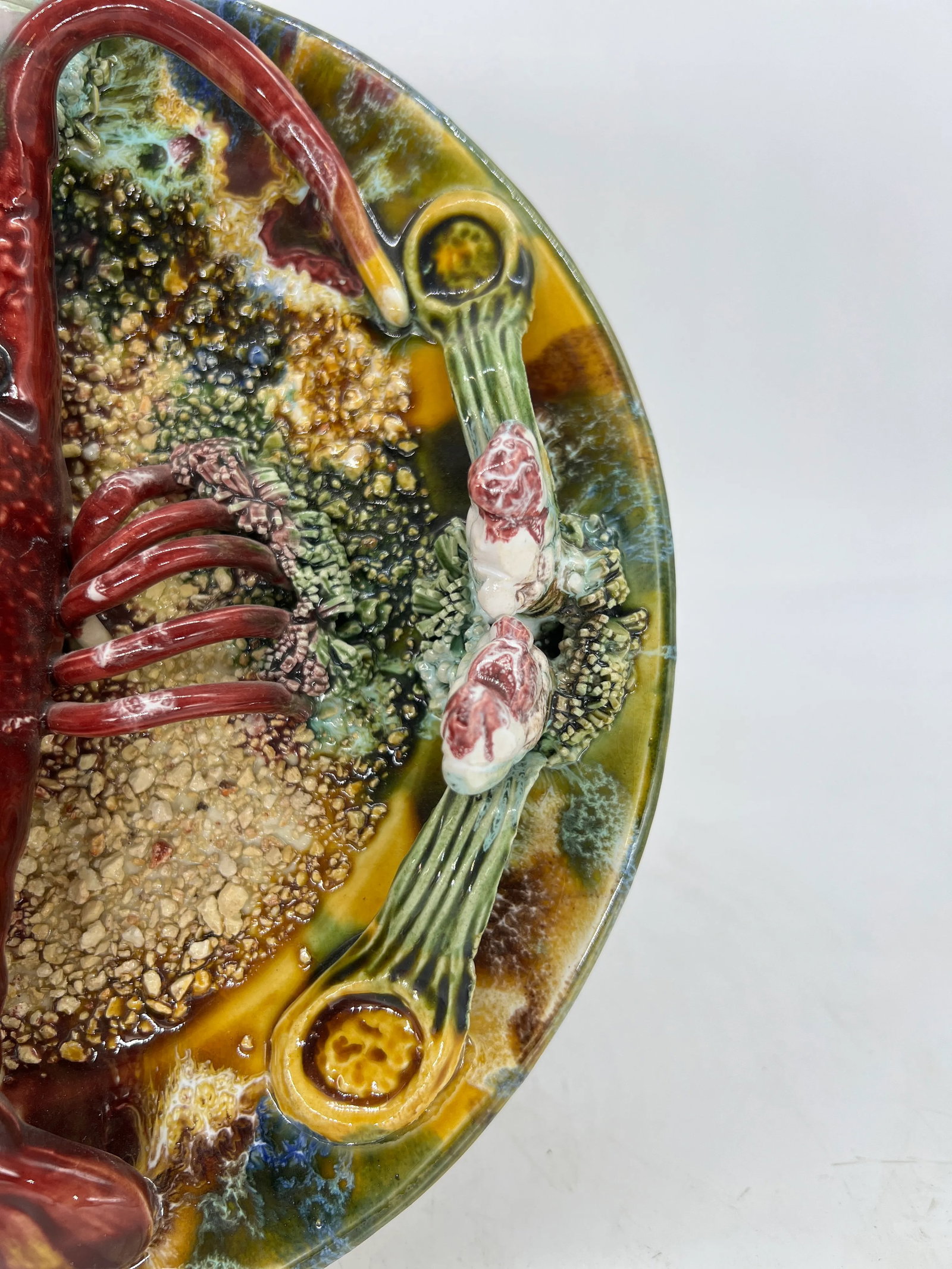 Vintage Palissy Majolica Lobster Plate 10" - 4