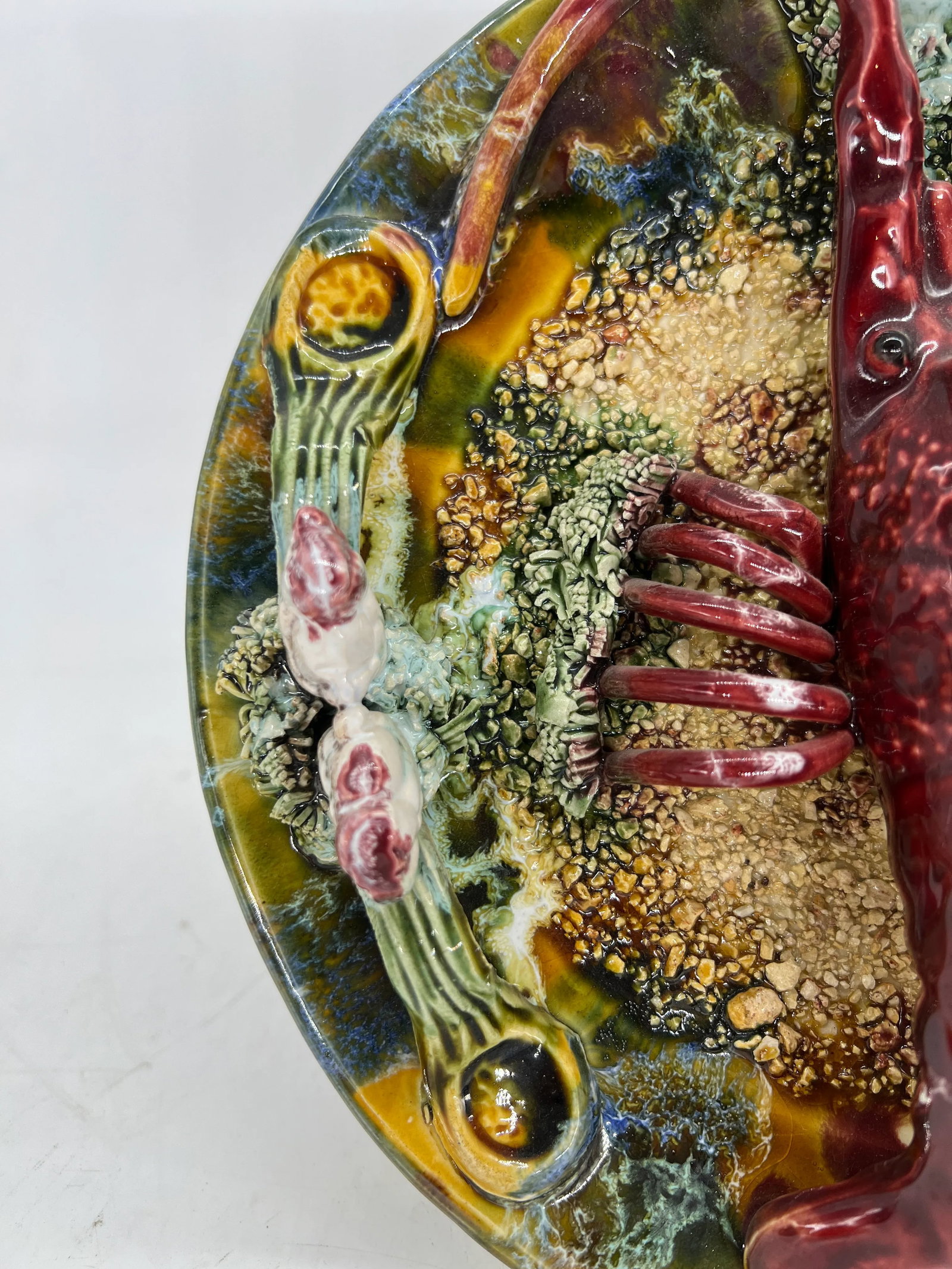 Vintage Palissy Majolica Lobster Plate 10" - 5