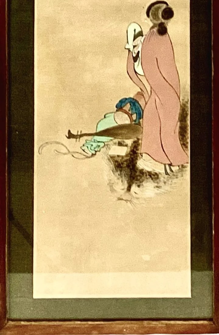 Japanese Silk Painting of Young Girl, Framed - 3
