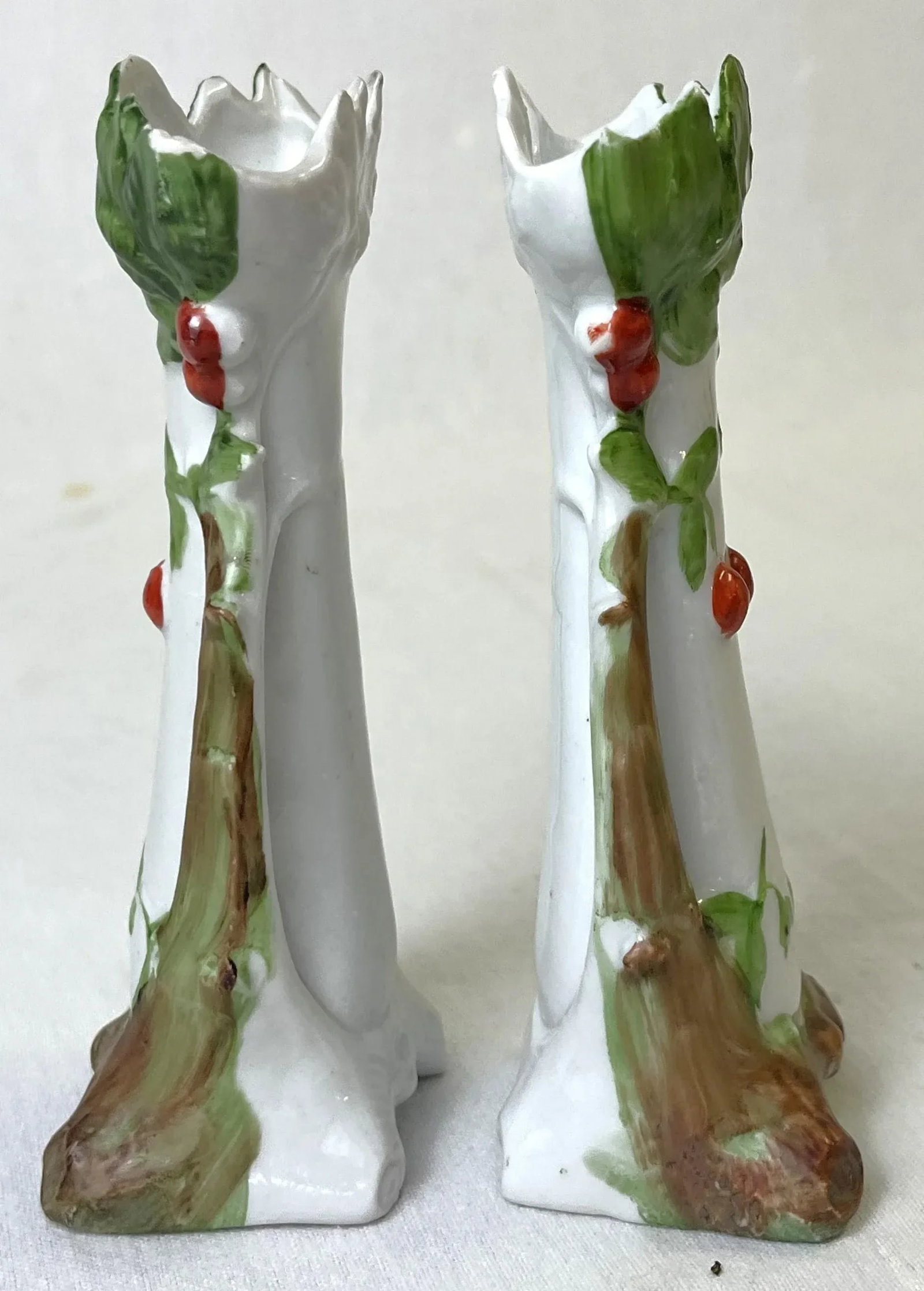 Early 1900's Roycroft Porcelain Style Arts and Crafts Briar Patch Miniature Vases- a Pair - 3