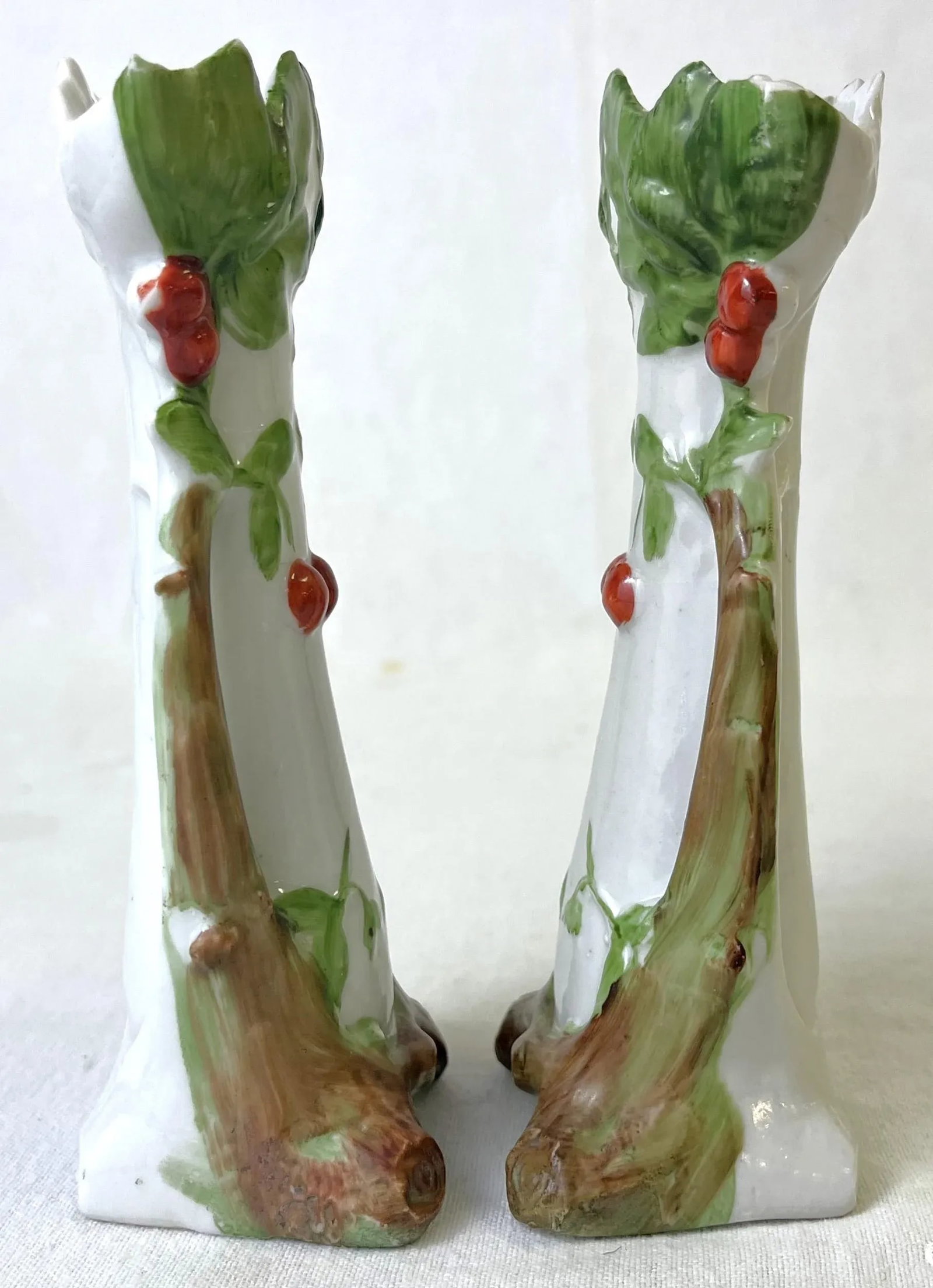 Early 1900's Roycroft Porcelain Style Arts and Crafts Briar Patch Miniature Vases- a Pair - 5