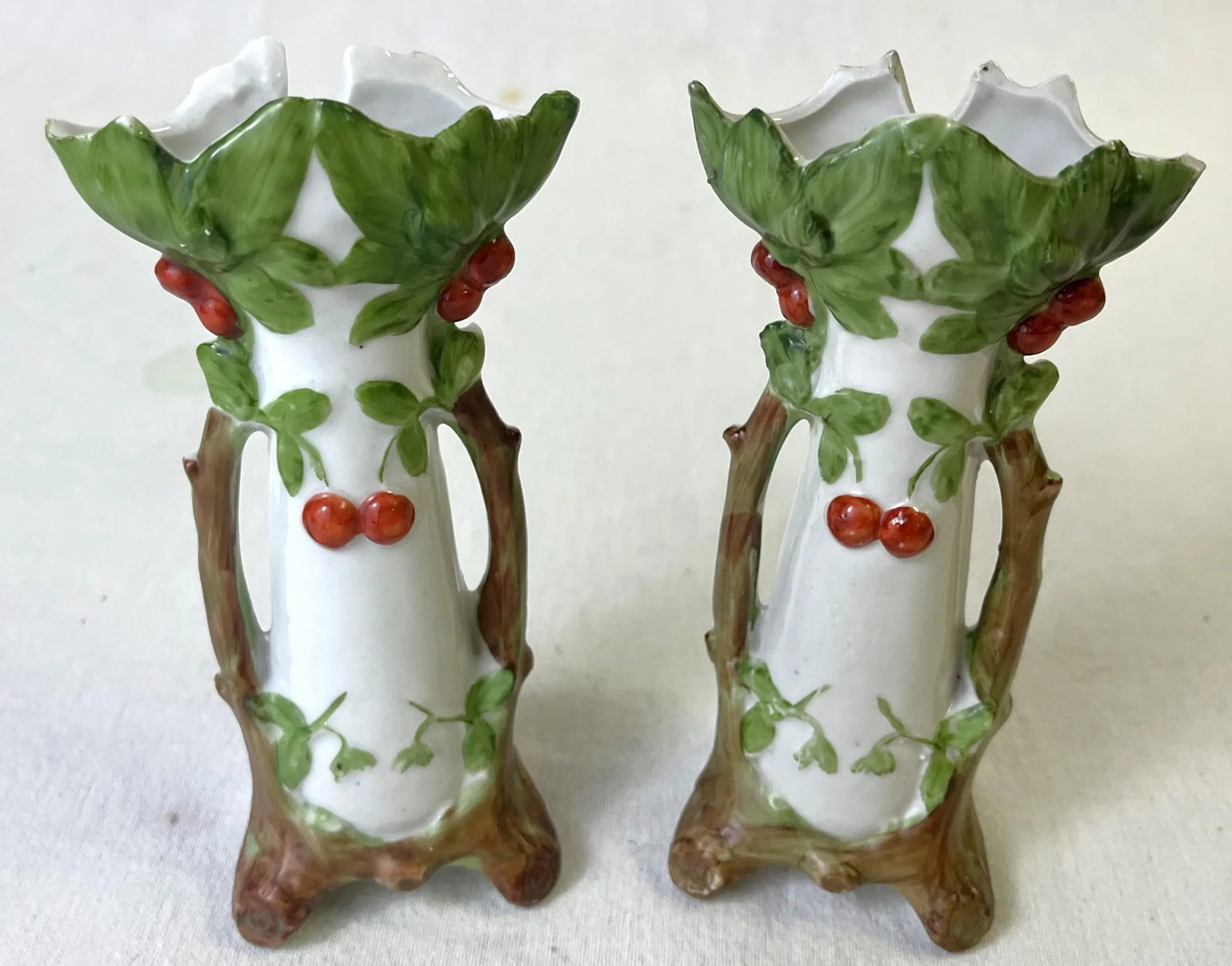 Early 1900's Roycroft Porcelain Style Arts and Crafts Briar Patch Miniature Vases- a Pair - 6
