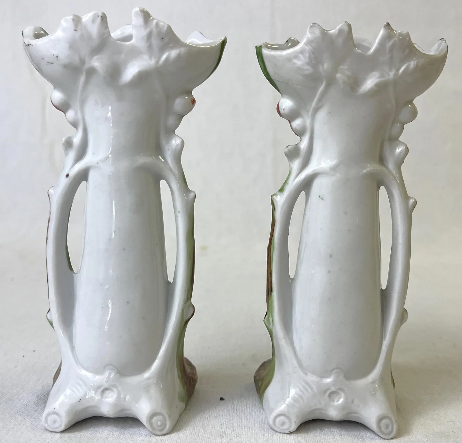 Early 1900's Roycroft Porcelain Style Arts and Crafts Briar Patch Miniature Vases- a Pair - 8