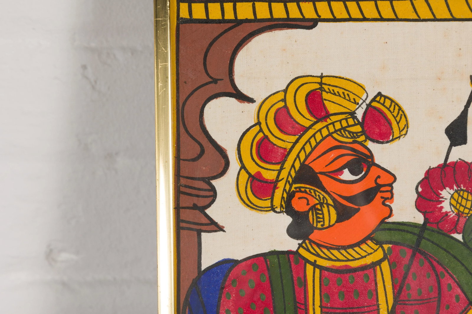 Antique Hand Painted Indian Folk Art Musicians & Archers Painting - 2