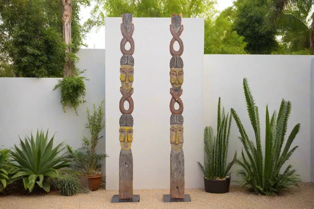 Pair of Antique African House Post - 2