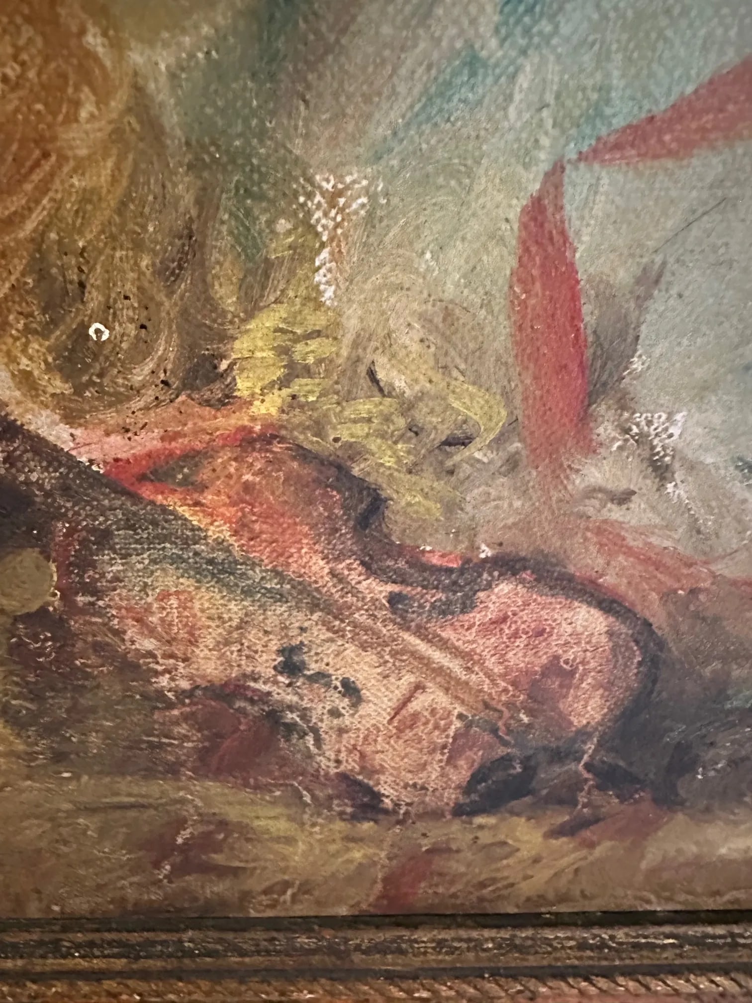 Antique Original Oil Still Life of Violin - 3