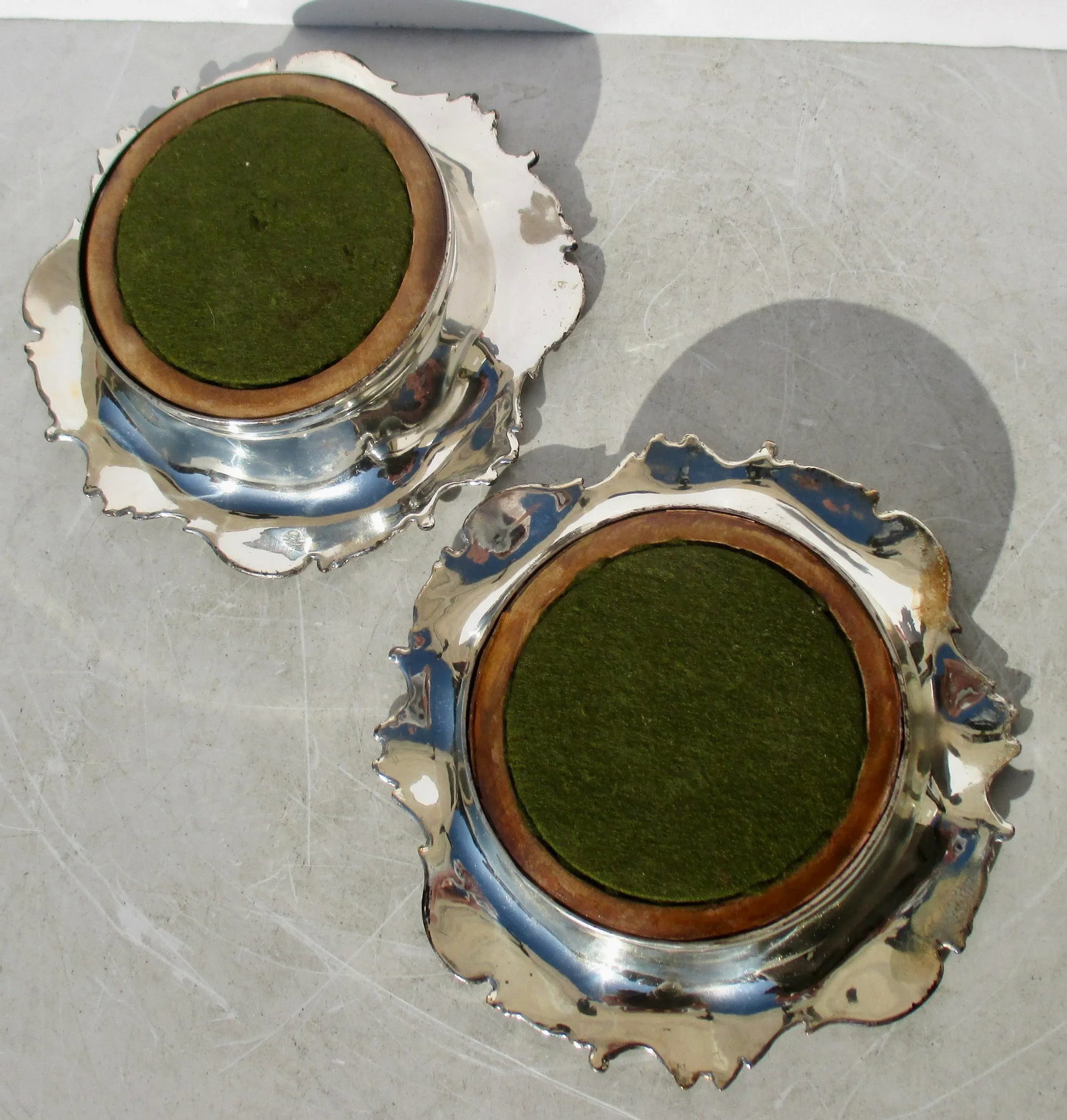 Antique Pair of Wine Coasters Late 19th Silver Plate -A Pair of 2 - 6