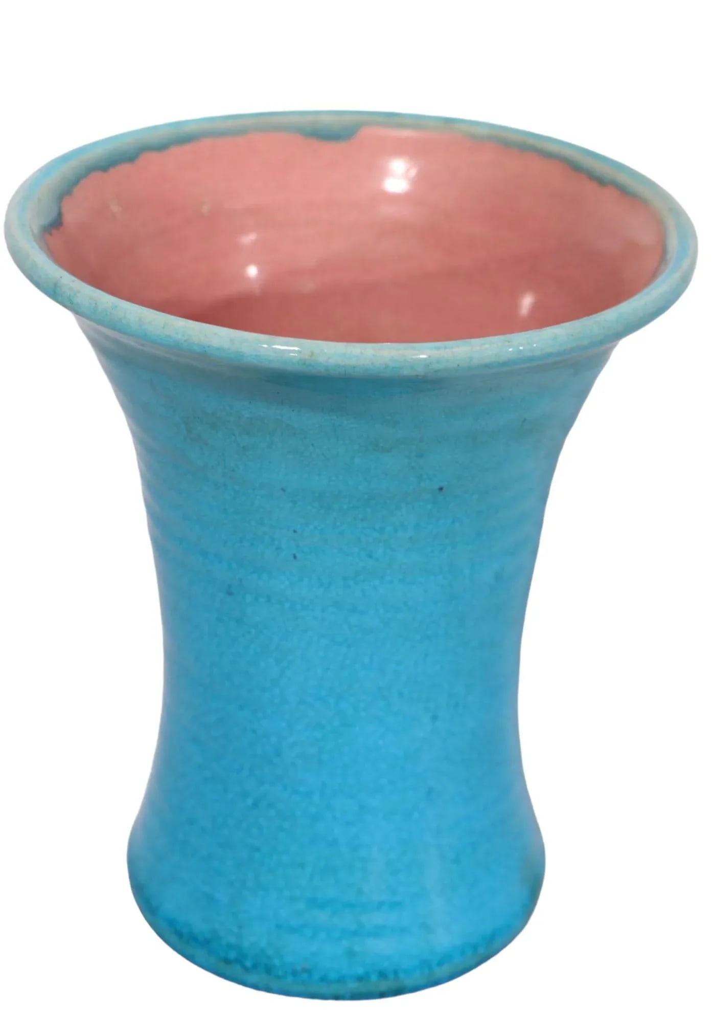 Art Pottery Vase by Stephen Pisgah Forest C 1940's in Blue Craculure Glaze - 7