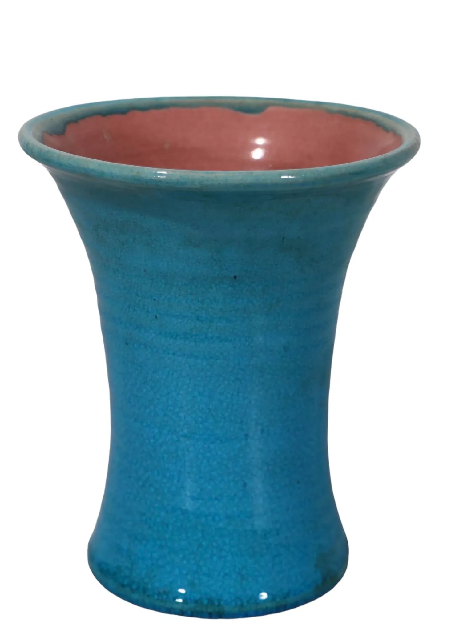 Art Pottery Vase by Stephen Pisgah Forest C 1940's in Blue Craculure Glaze - 9