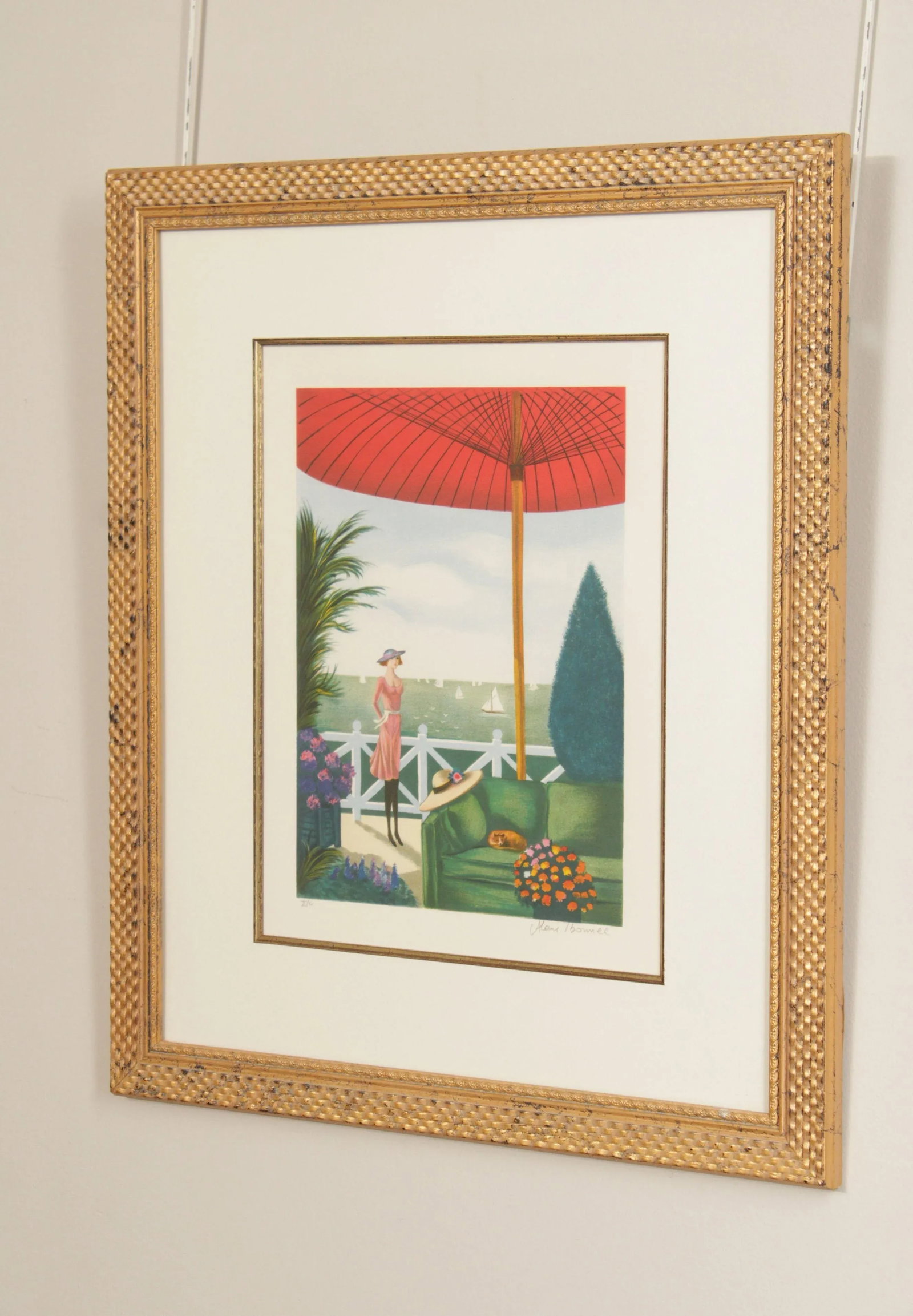 Late 20th Century Patio Overlooking the Sea Framed Print by Alain Bonnec - 2