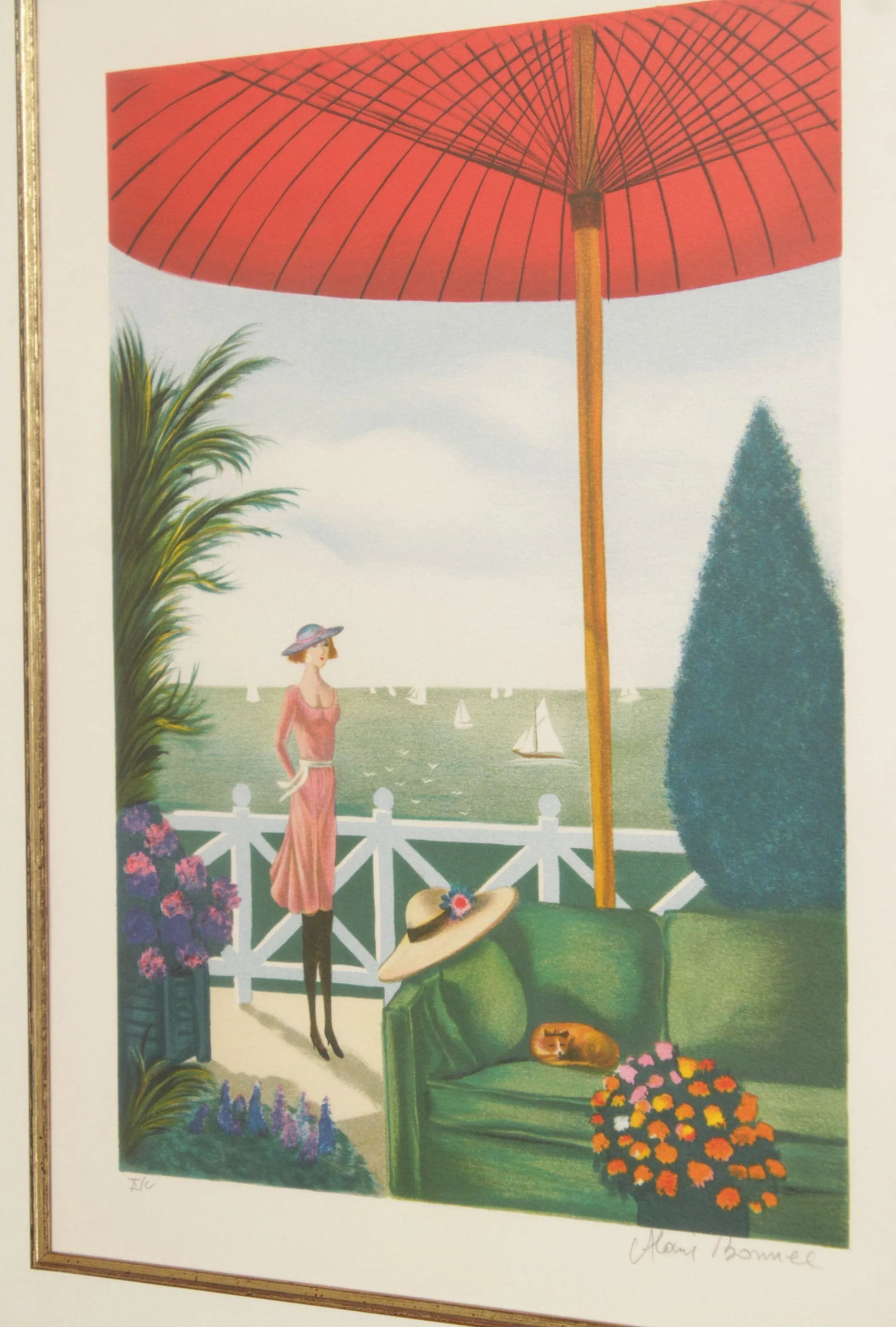 Late 20th Century Patio Overlooking the Sea Framed Print by Alain Bonnec - 5