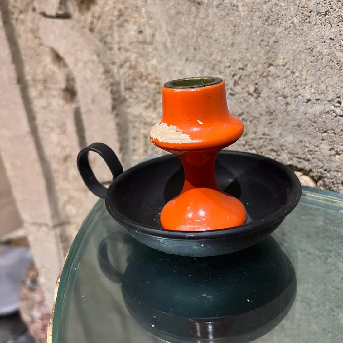 Hand Painted Dansk Candle Holder by A. F. Rasmussen, Denmark, 1960s - 2