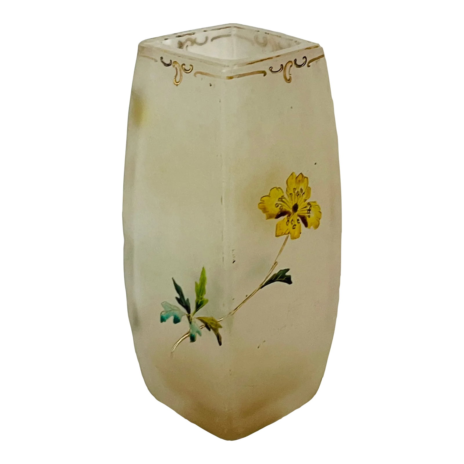French Art Nouveau Enamel Glass Vase