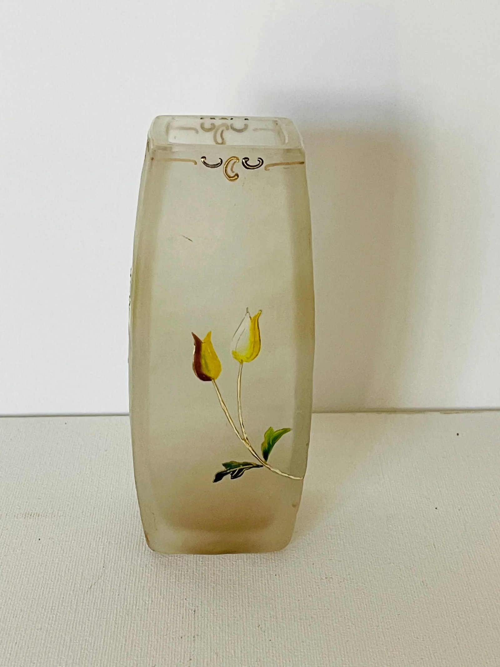 French Art Nouveau Enamel Glass Vase - 2