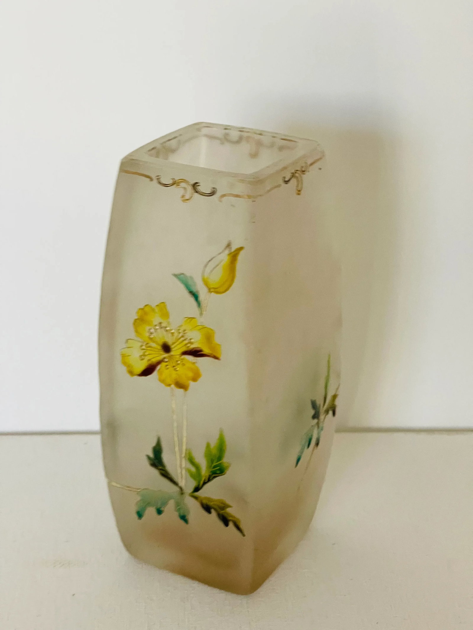 French Art Nouveau Enamel Glass Vase - 3