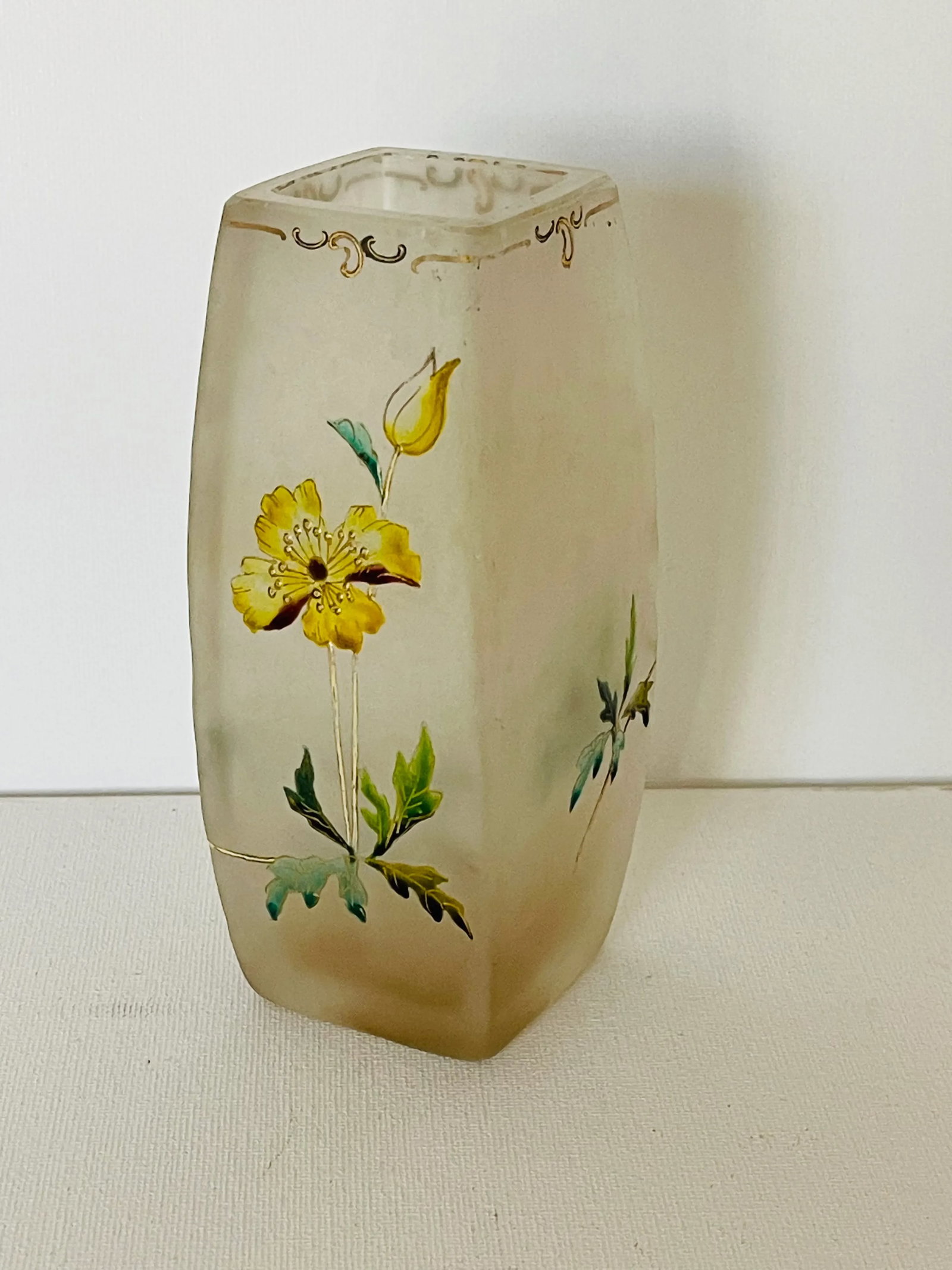 French Art Nouveau Enamel Glass Vase - 5