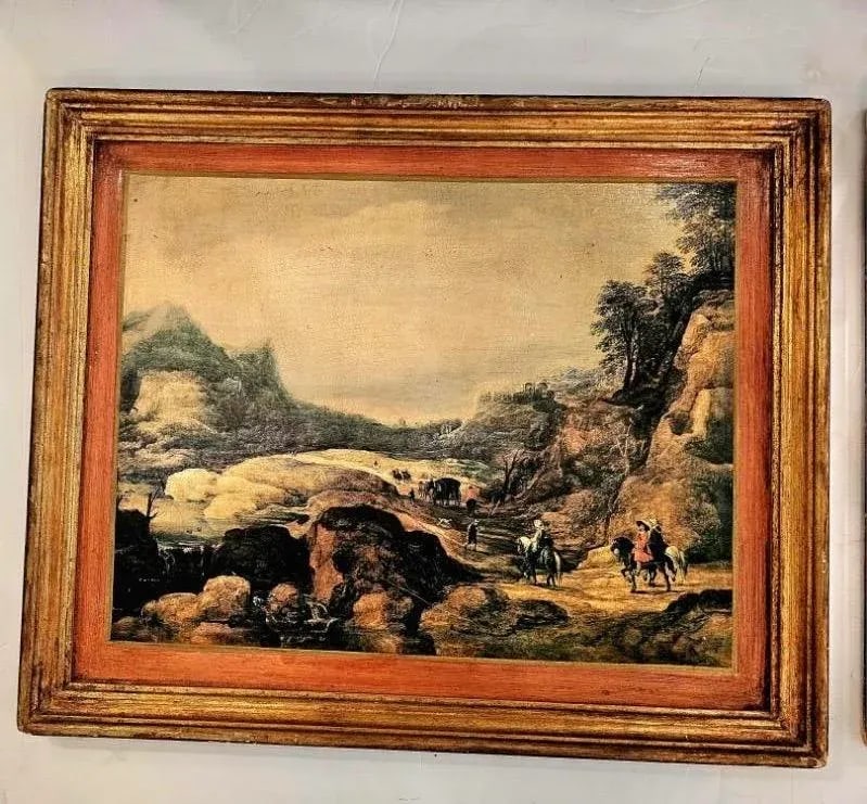 Venetian Decoupaged Landscape Prints on Board -A Pair - 3