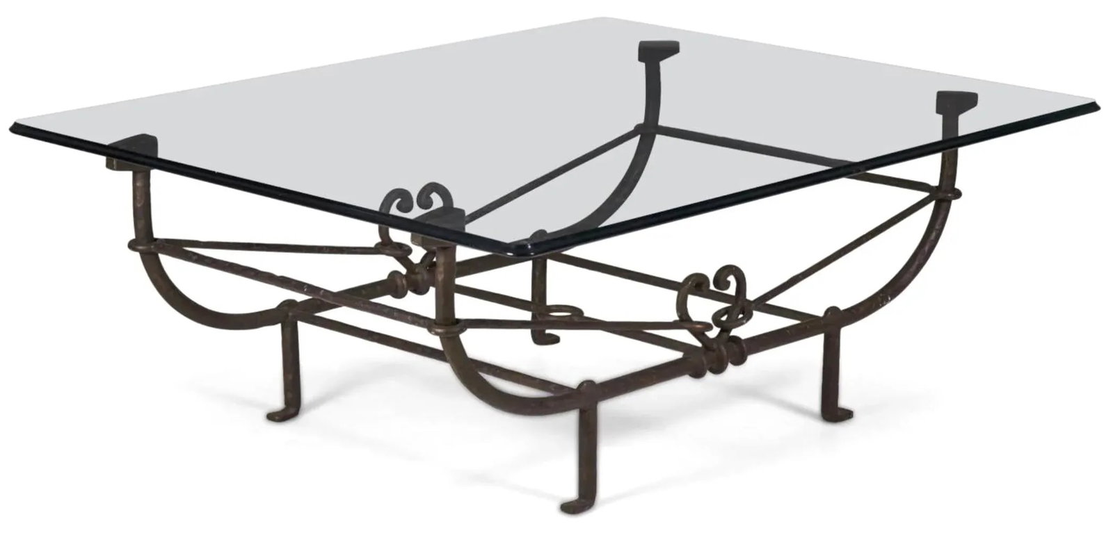 Paul Ferrante "Emilio" Wrought Iron Coffee Table With Glass Top - 10