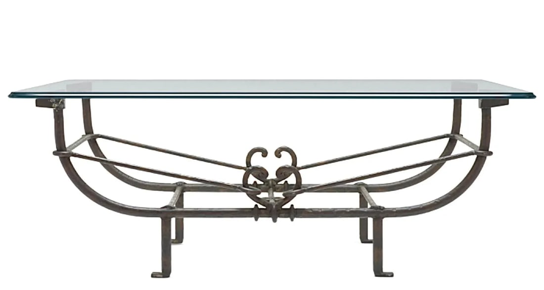 Paul Ferrante "Emilio" Wrought Iron Coffee Table With Glass Top - 5