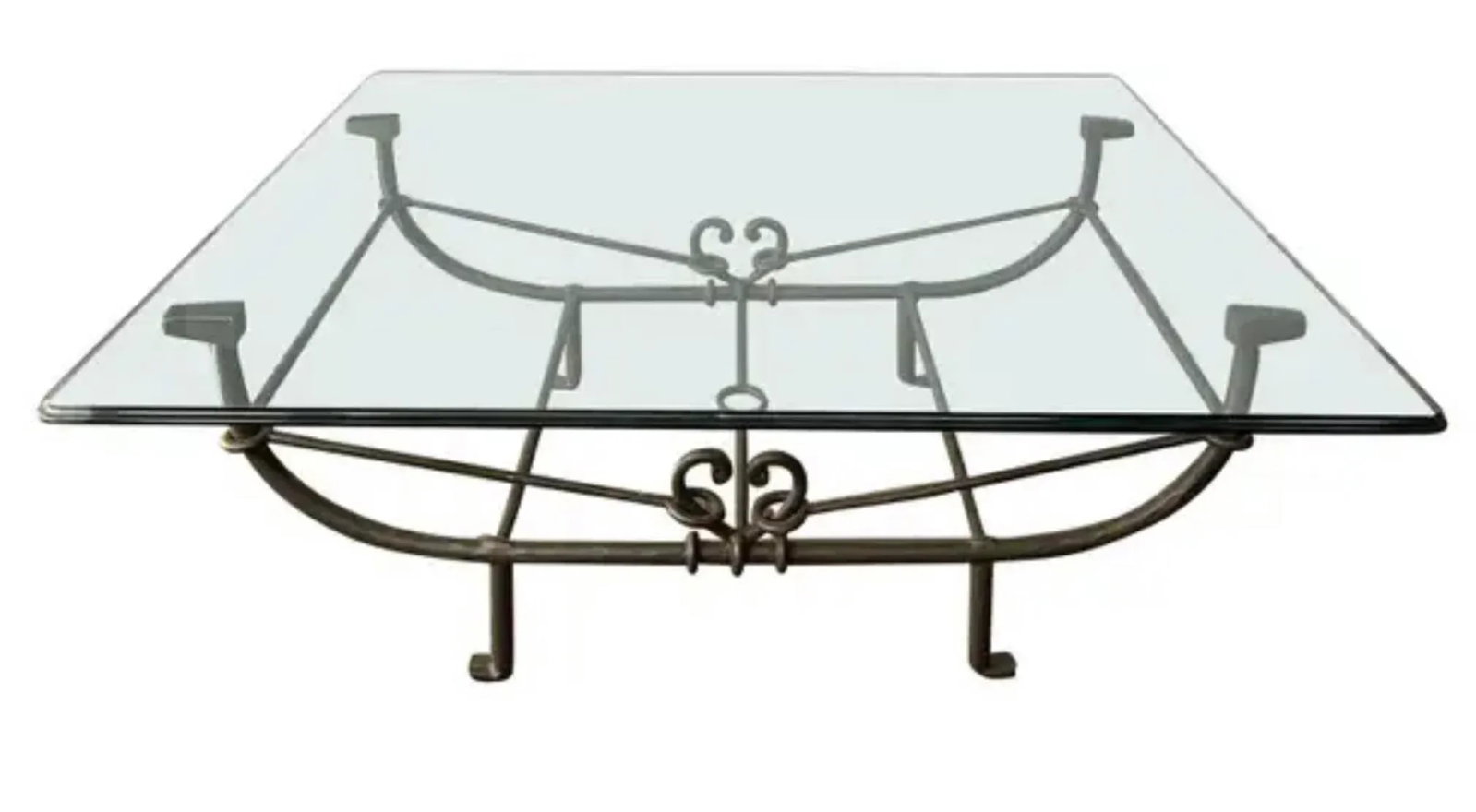 Paul Ferrante "Emilio" Wrought Iron Coffee Table With Glass Top - 6