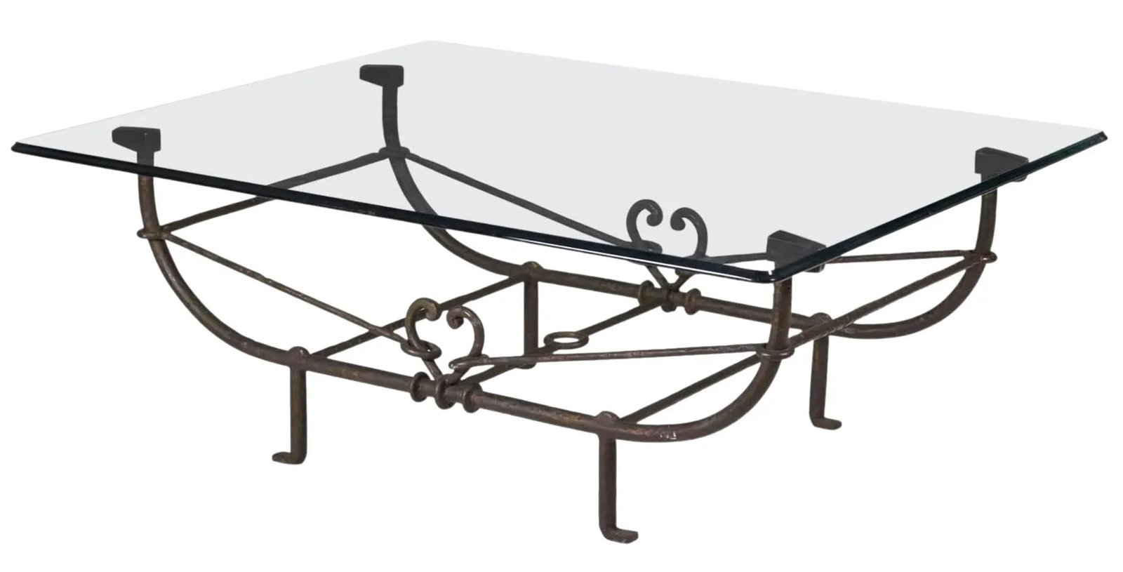 Paul Ferrante "Emilio" Wrought Iron Coffee Table With Glass Top - 7