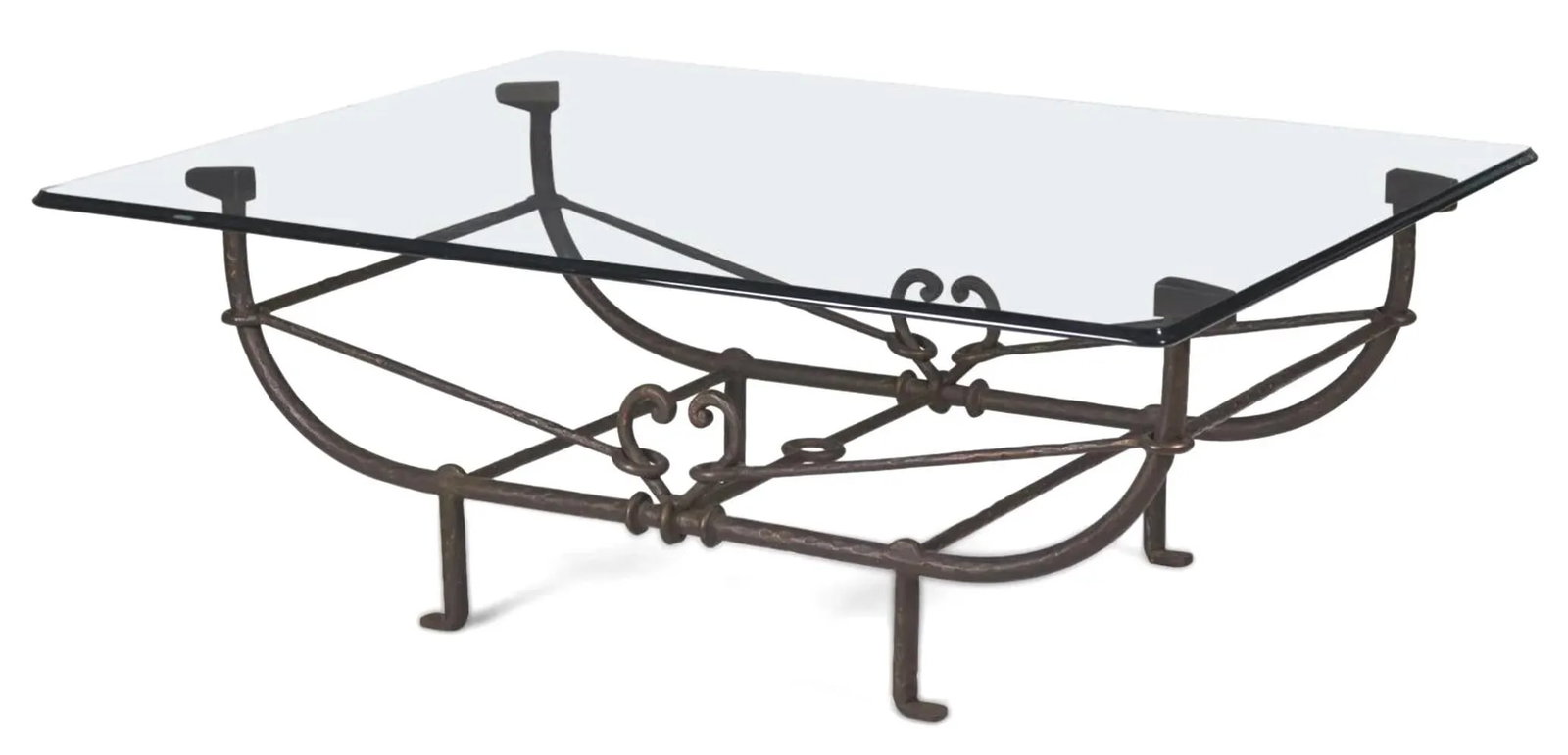 Paul Ferrante "Emilio" Wrought Iron Coffee Table With Glass Top - 8