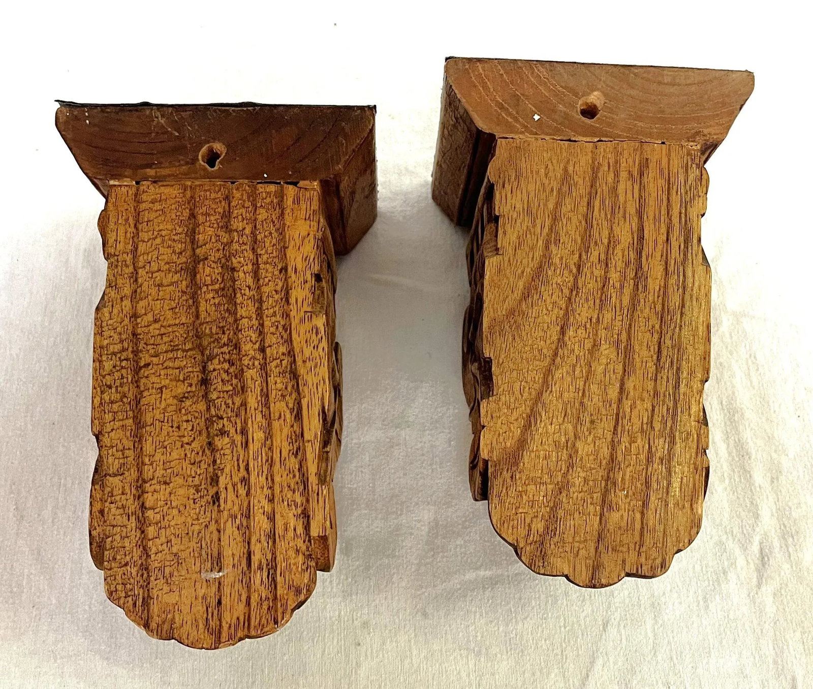 Solid Wood Wall Brackets With Carved Grape and Scroll Designs- a Pair - 11