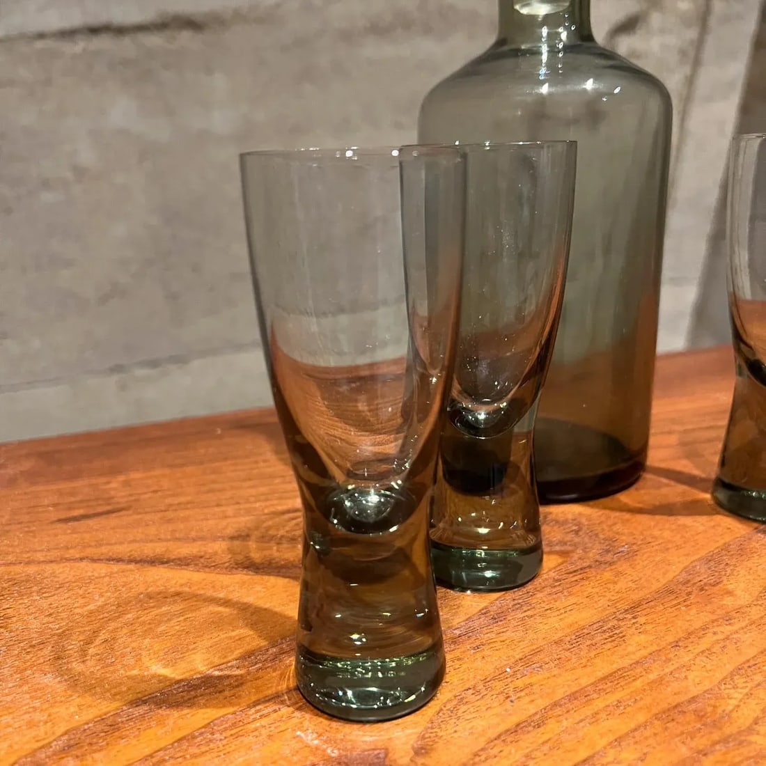 Modern Barware Four Glass Decanter Carafe Set Smoke Glass - 4