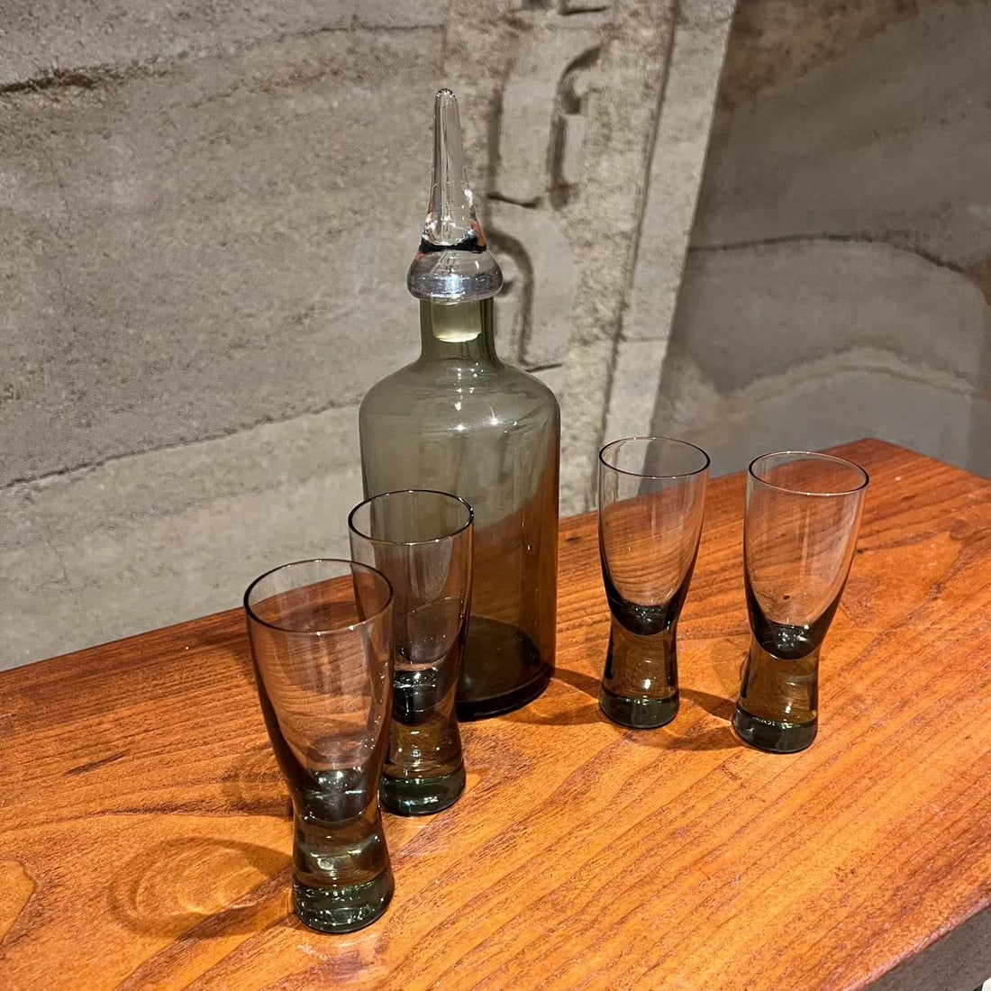 Modern Barware Four Glass Decanter Carafe Set Smoke Glass - 5