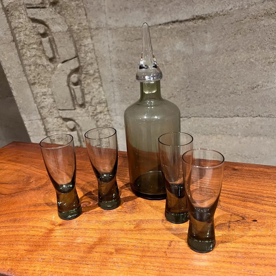 Modern Barware Four Glass Decanter Carafe Set Smoke Glass - 6