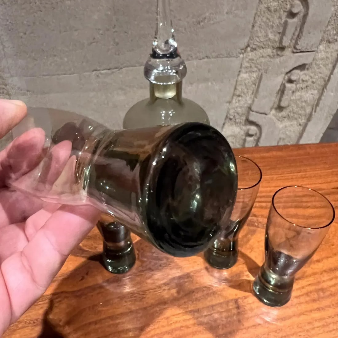Modern Barware Four Glass Decanter Carafe Set Smoke Glass - 7