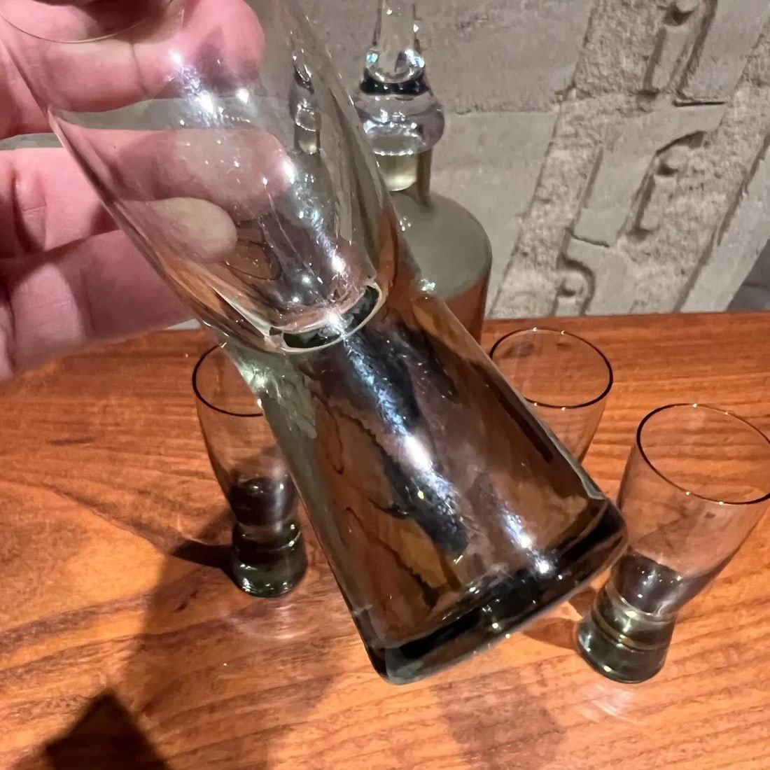 Modern Barware Four Glass Decanter Carafe Set Smoke Glass - 8