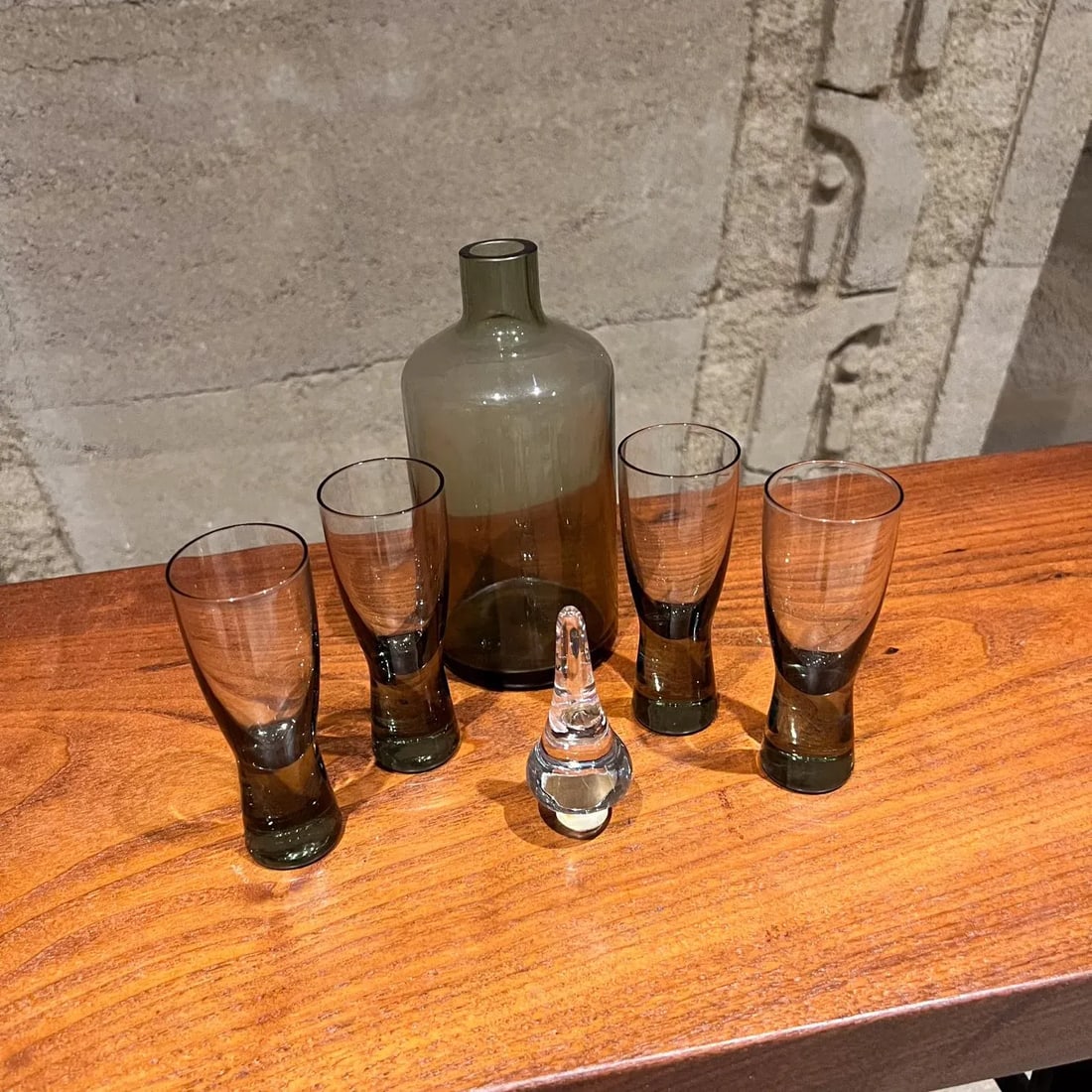 Modern Barware Four Glass Decanter Carafe Set Smoke Glass - 9