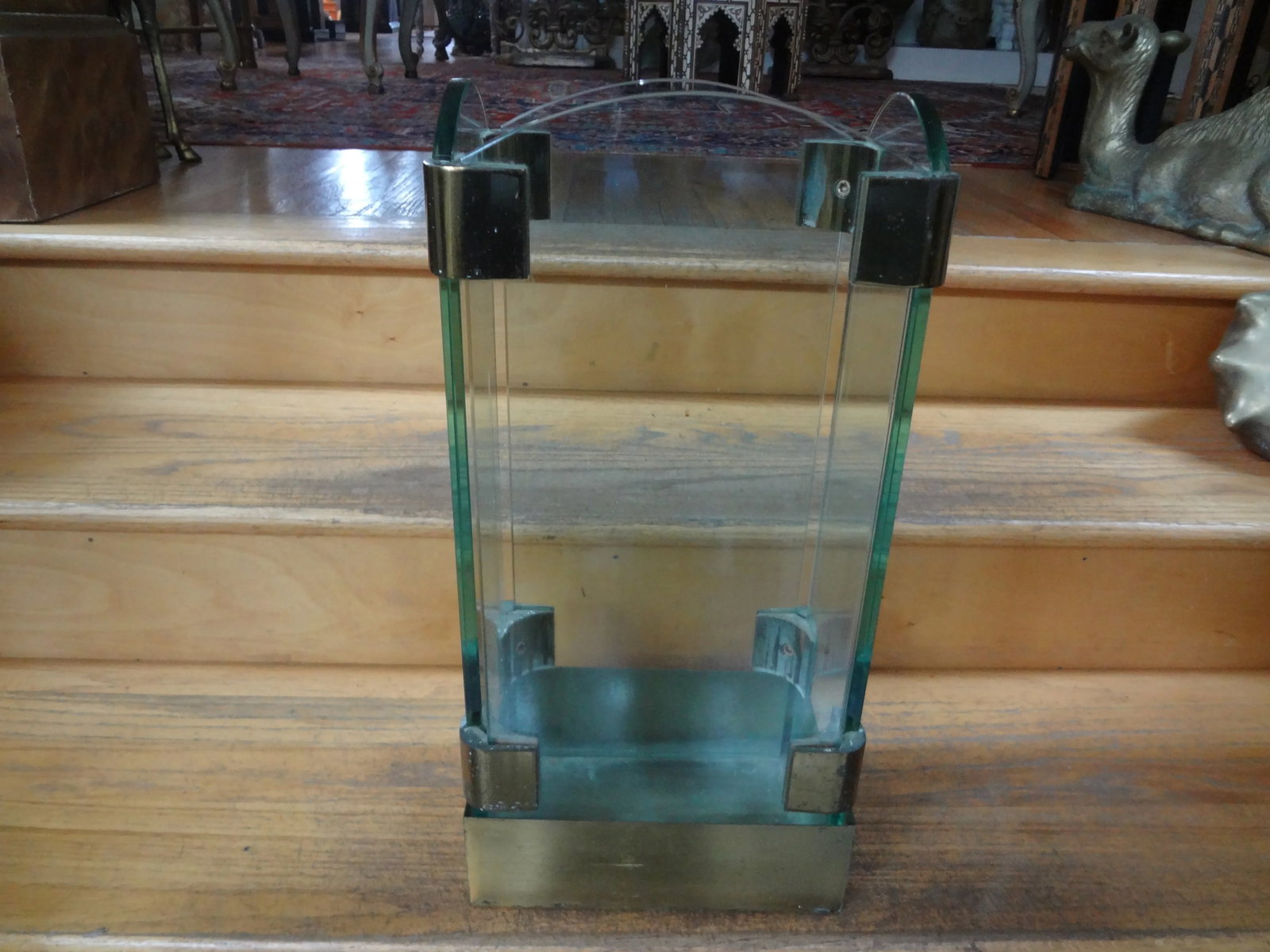 Italian Modern Brass and Glass Umbrella Stand - 3