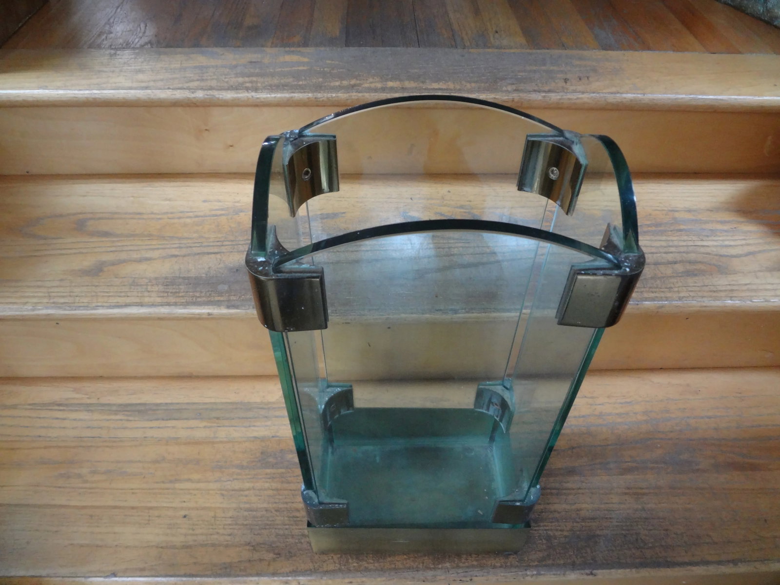 Italian Modern Brass and Glass Umbrella Stand - 4